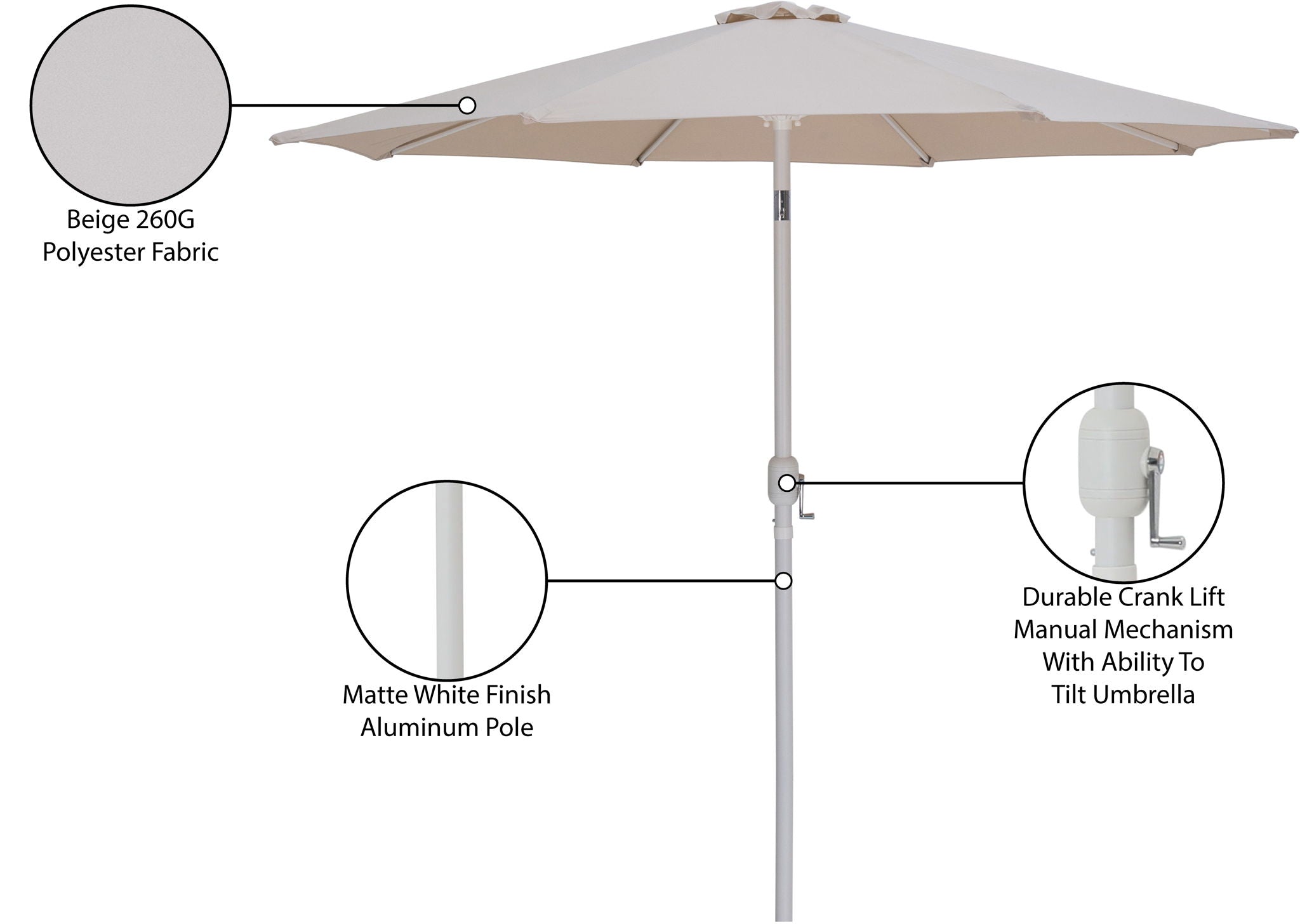 Fiji - Patio Umbrella With White Pole