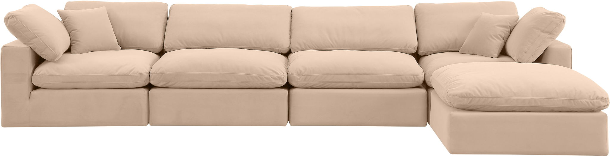Comfy - 5 Piece Velvet Modular Sectional With Chaise
