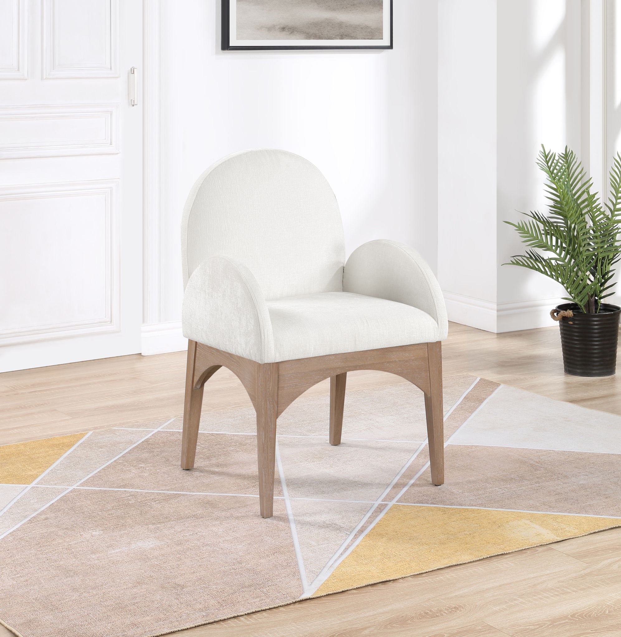 Waldorf - Chenille Dining Arm Chair With Natural Legs