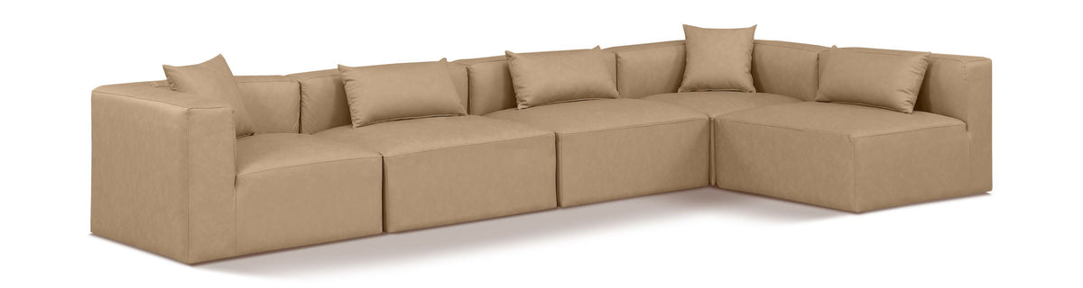 Cube - 5 Piece Modular Sectional - Tan