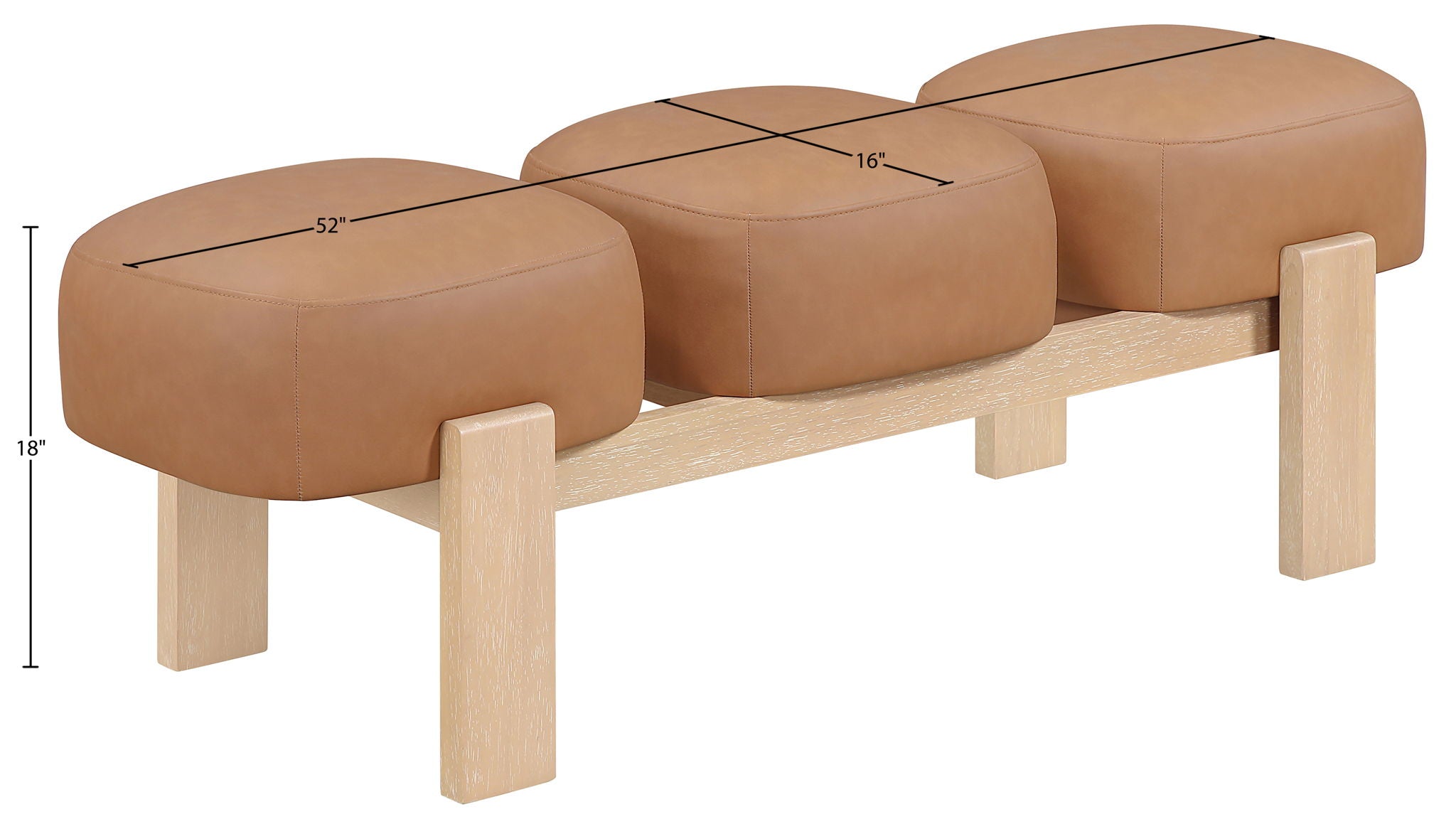 Woodcrest - Vegan Leather Upholstered Bench - Painted Natural Base