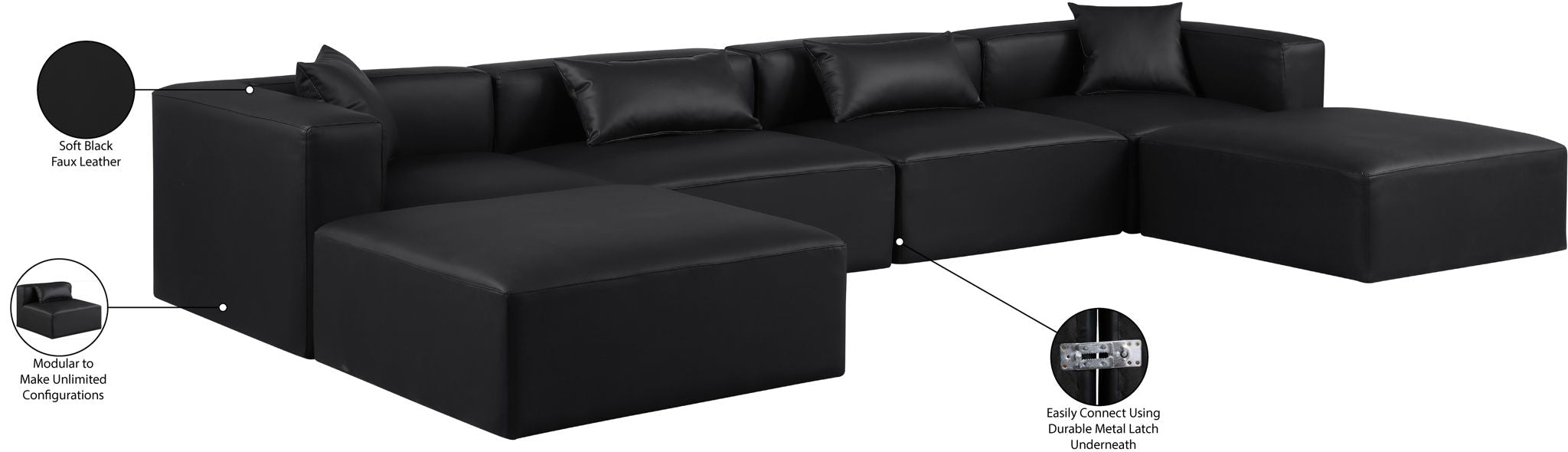 Cube - 6 Piece Modular Double Chaise Sectional