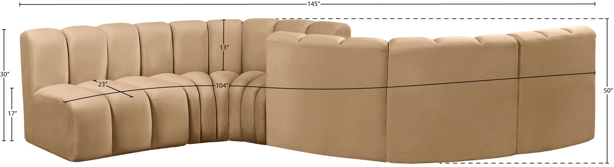 Arc - Velvet 6 Piece Modular Sofa