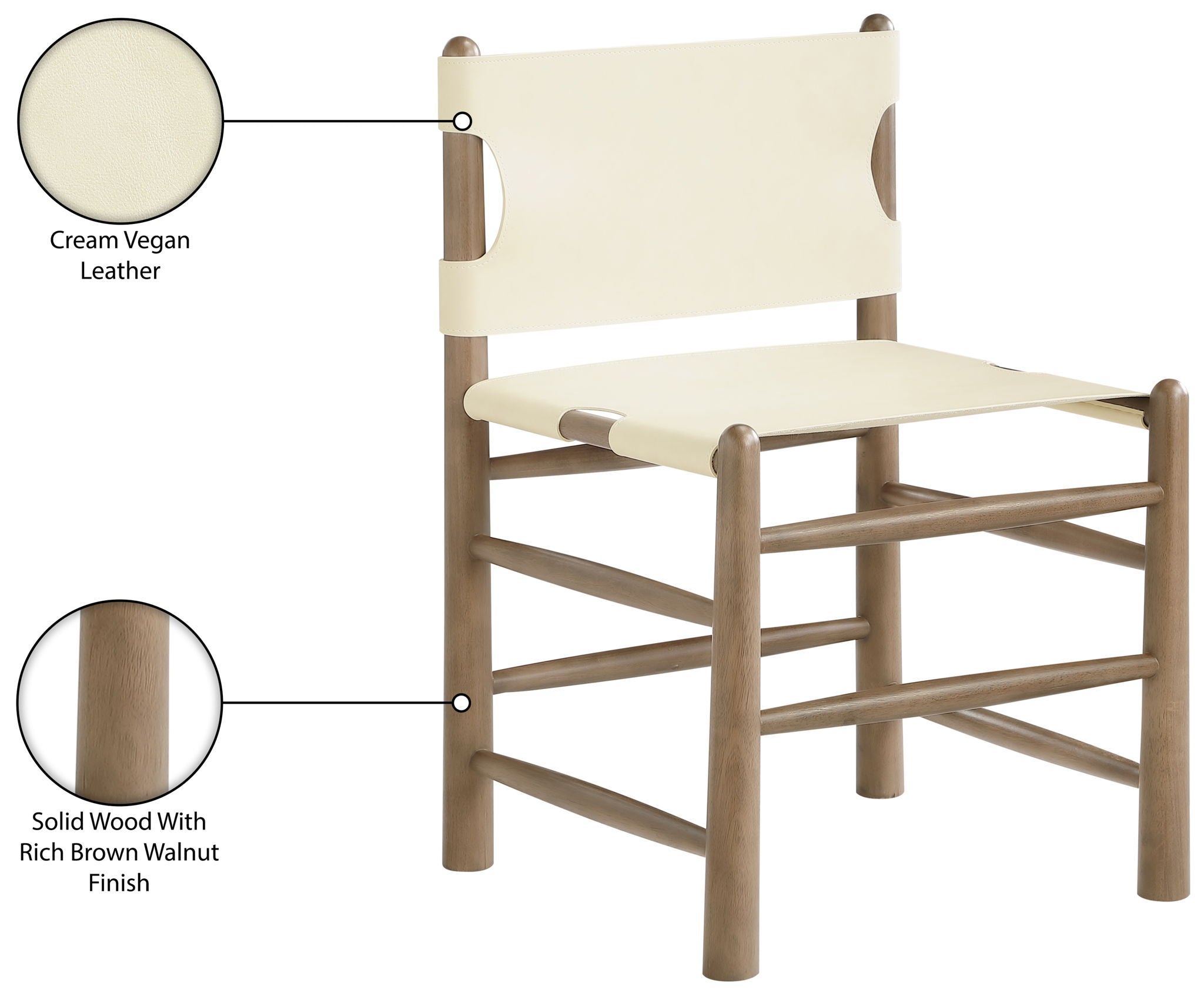 Santos - Vegan Leather Upholstered Dining Chair With Stained Brown Base (Set of 2)