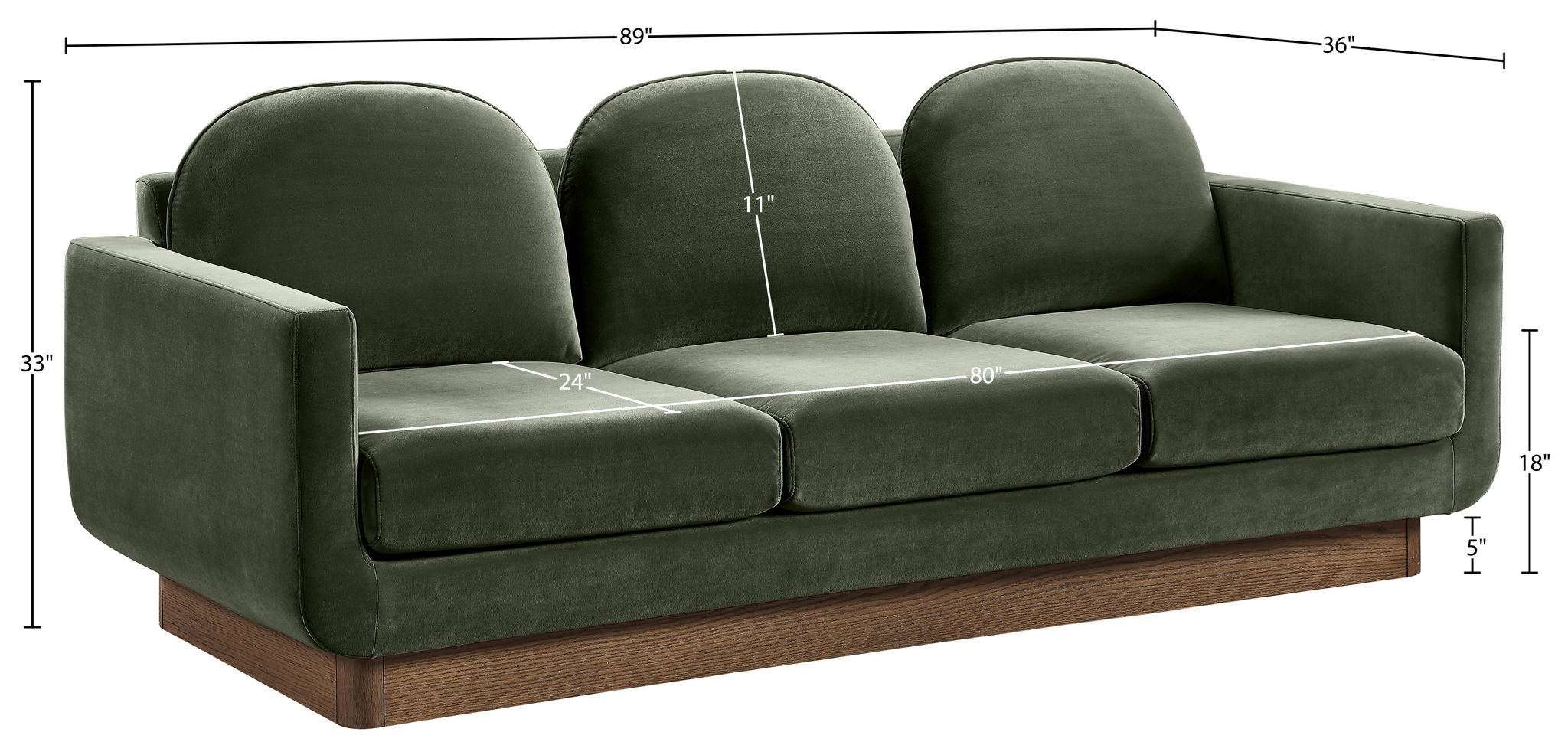Diviento - Velvet Performance Fabric Upholstered Sofa