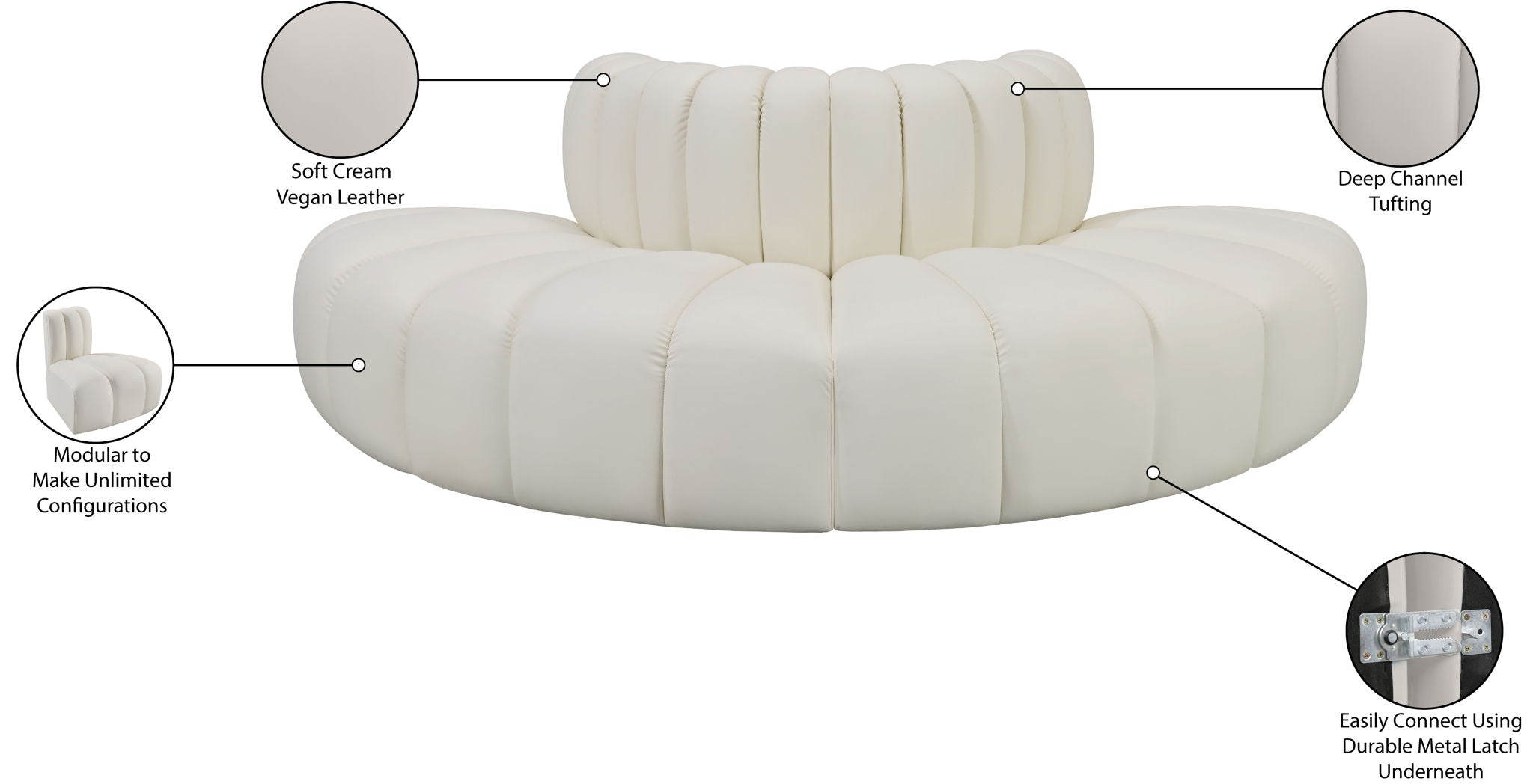 Arc - Faux Leather 4 Piece Modular Sofa