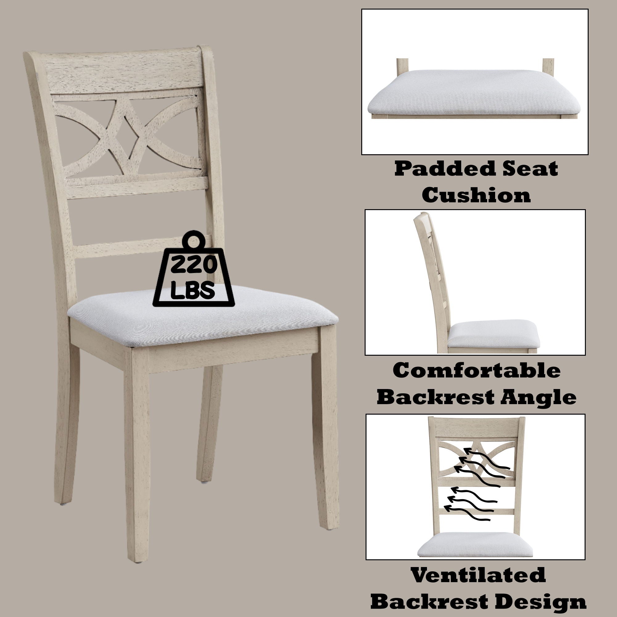 Ferris - 7 Piece Dining Set With Cross Back Chairs And Rectangular Table - Antique White