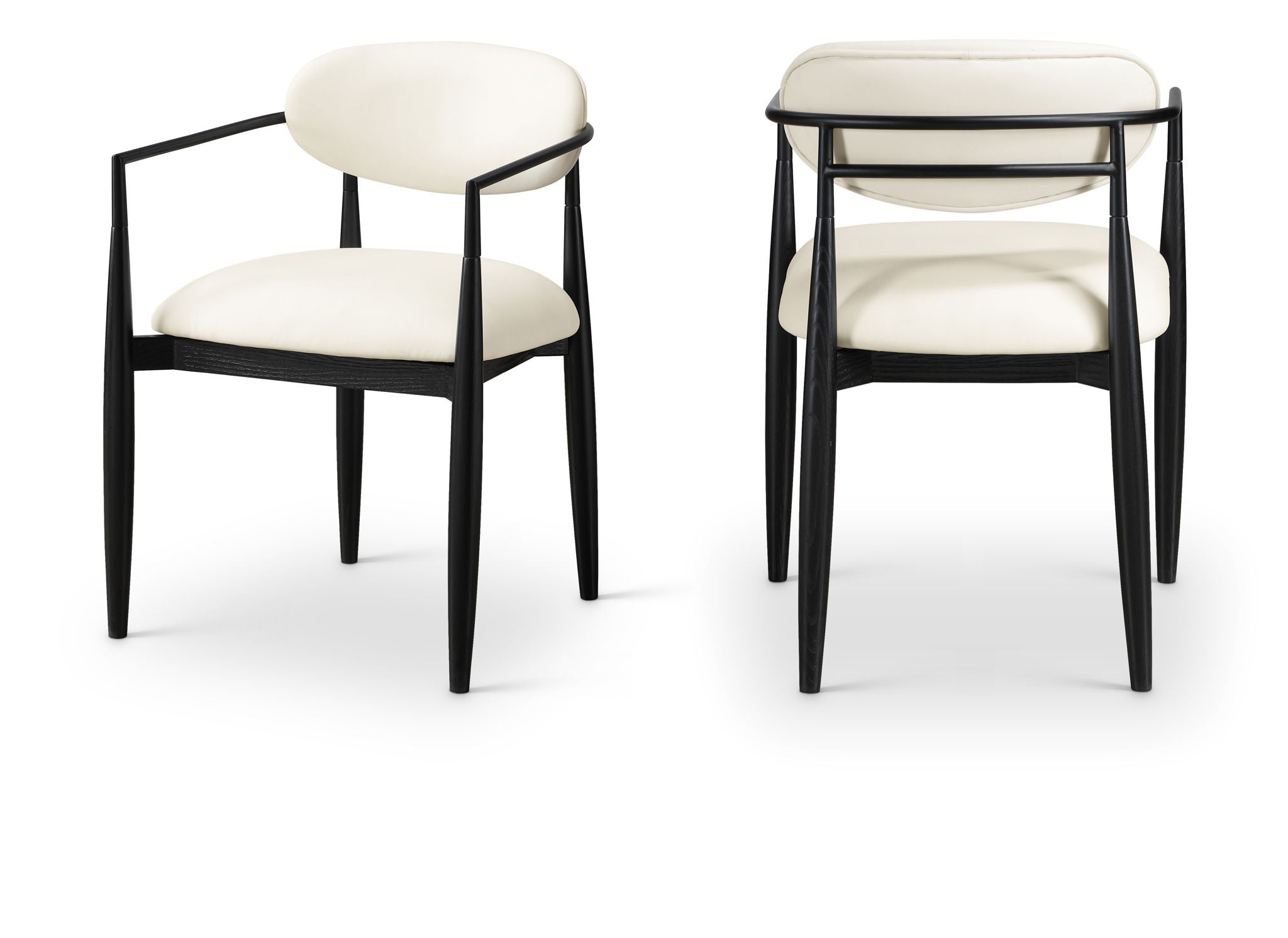 Riccio - Faux Leather Dining Arm Chair (Set of 2) - Black Frame