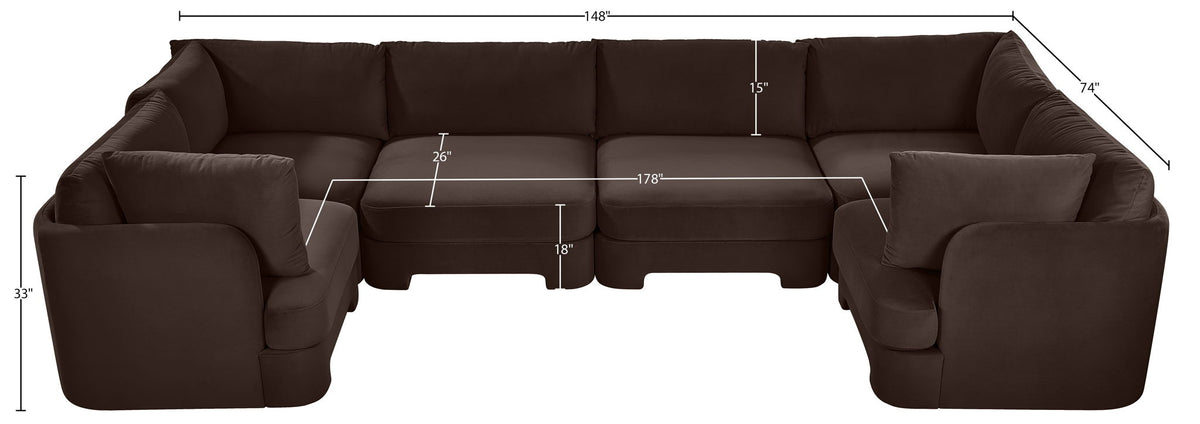 Hammond - Velvet Performance Fabric Upholstered 6 Piece U-Shaped Sectional