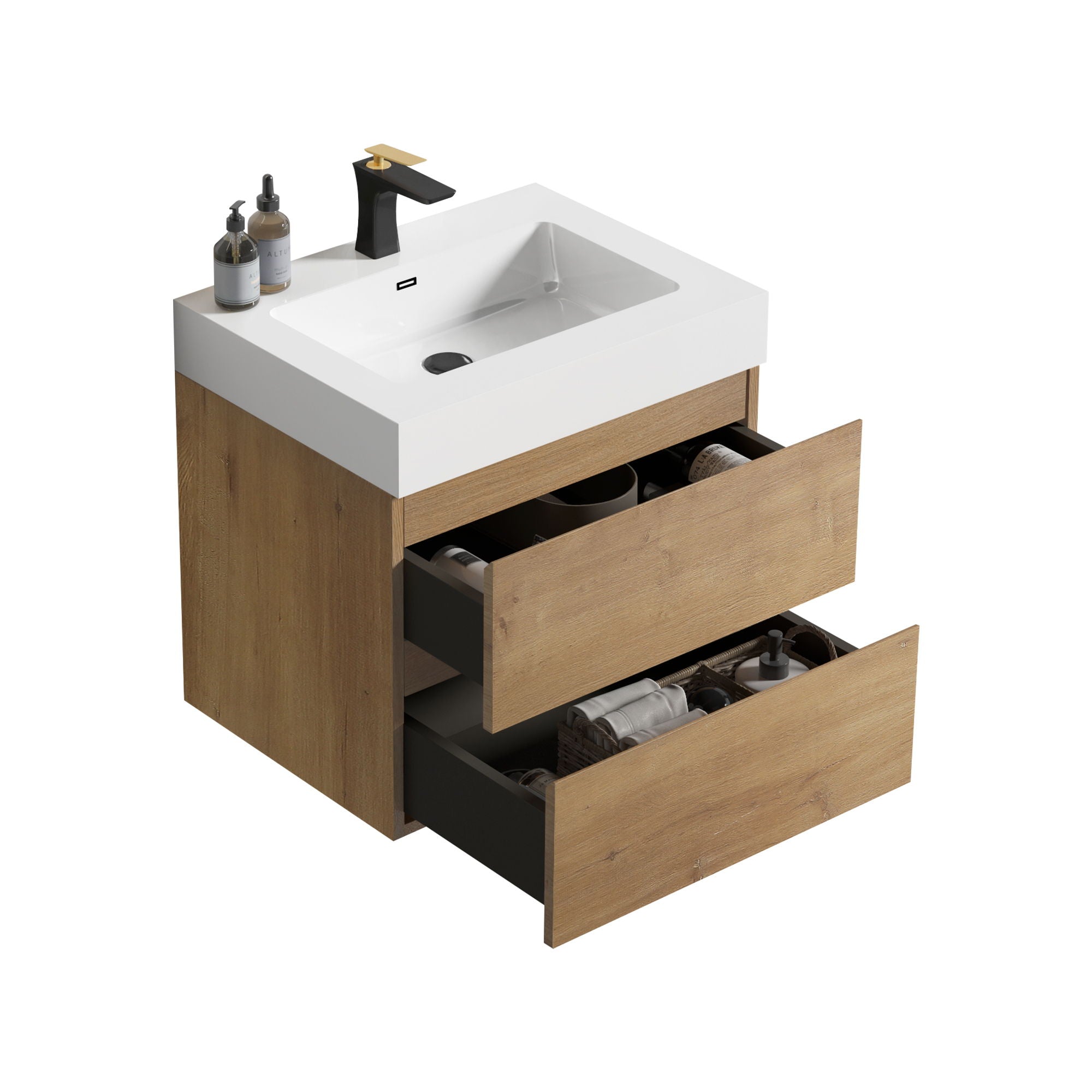 Alice - Bathroom Vanity With Sink, Large Storage, Wall Mounted, Floating
