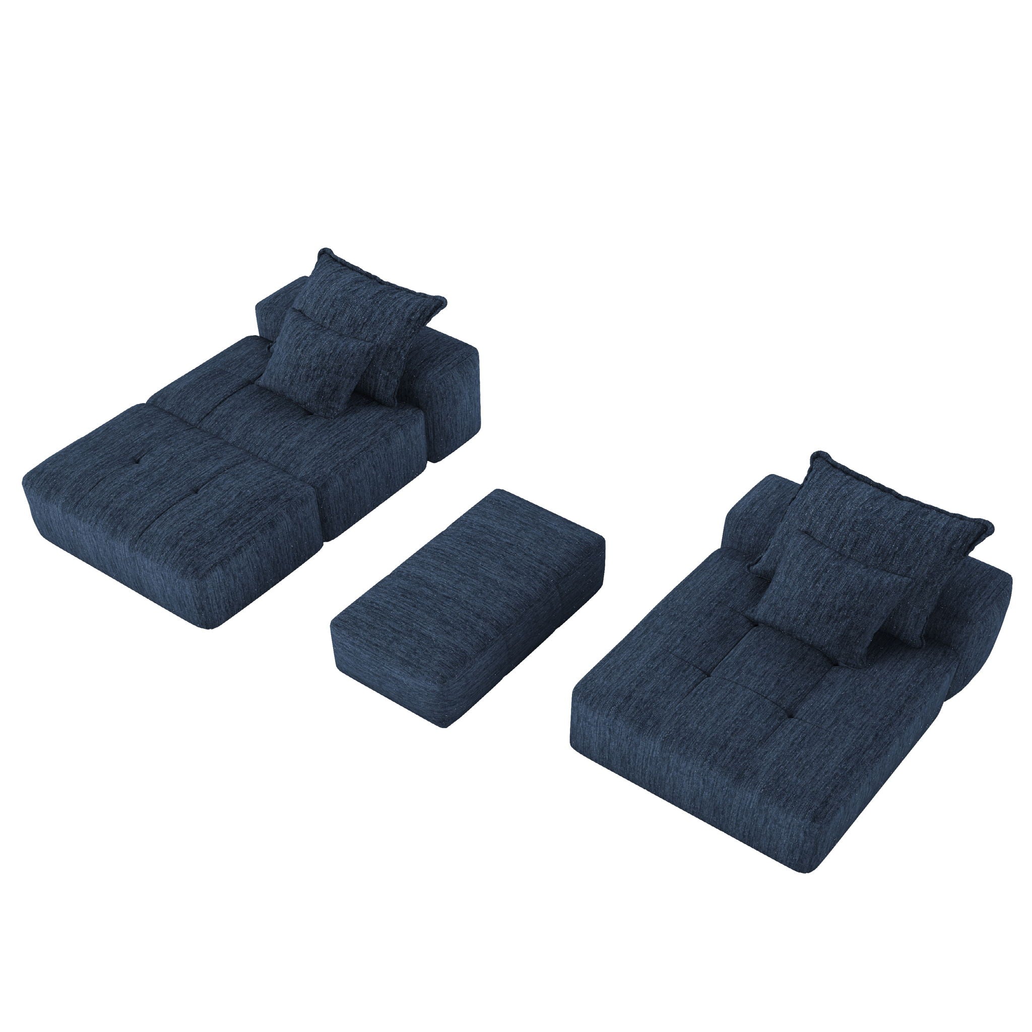 Modern Oversized Diy Combination Modular Sectional Sofa & Pillows