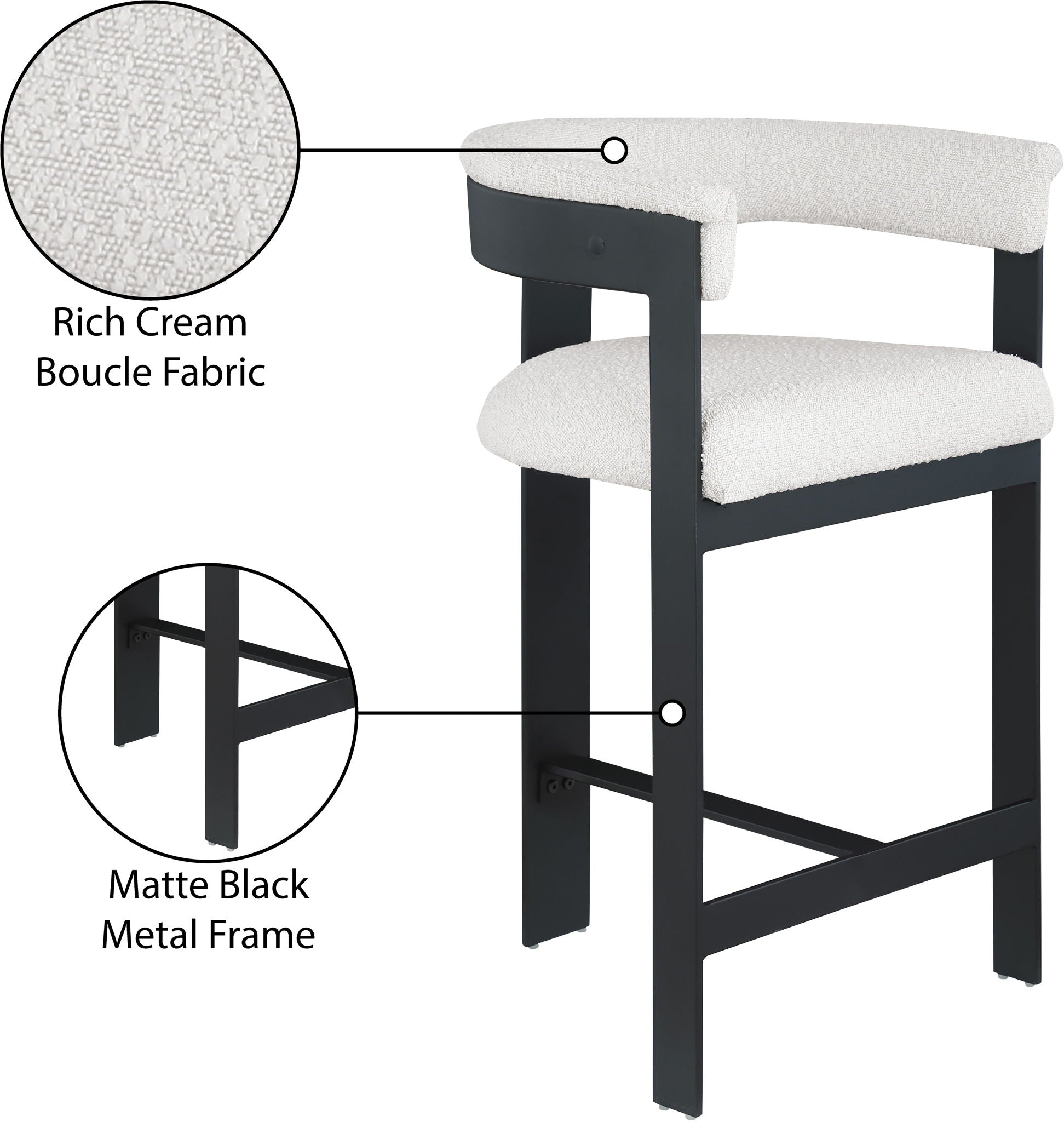 Romeo - Boucle Counter Stool With Black Base (Set of 2)