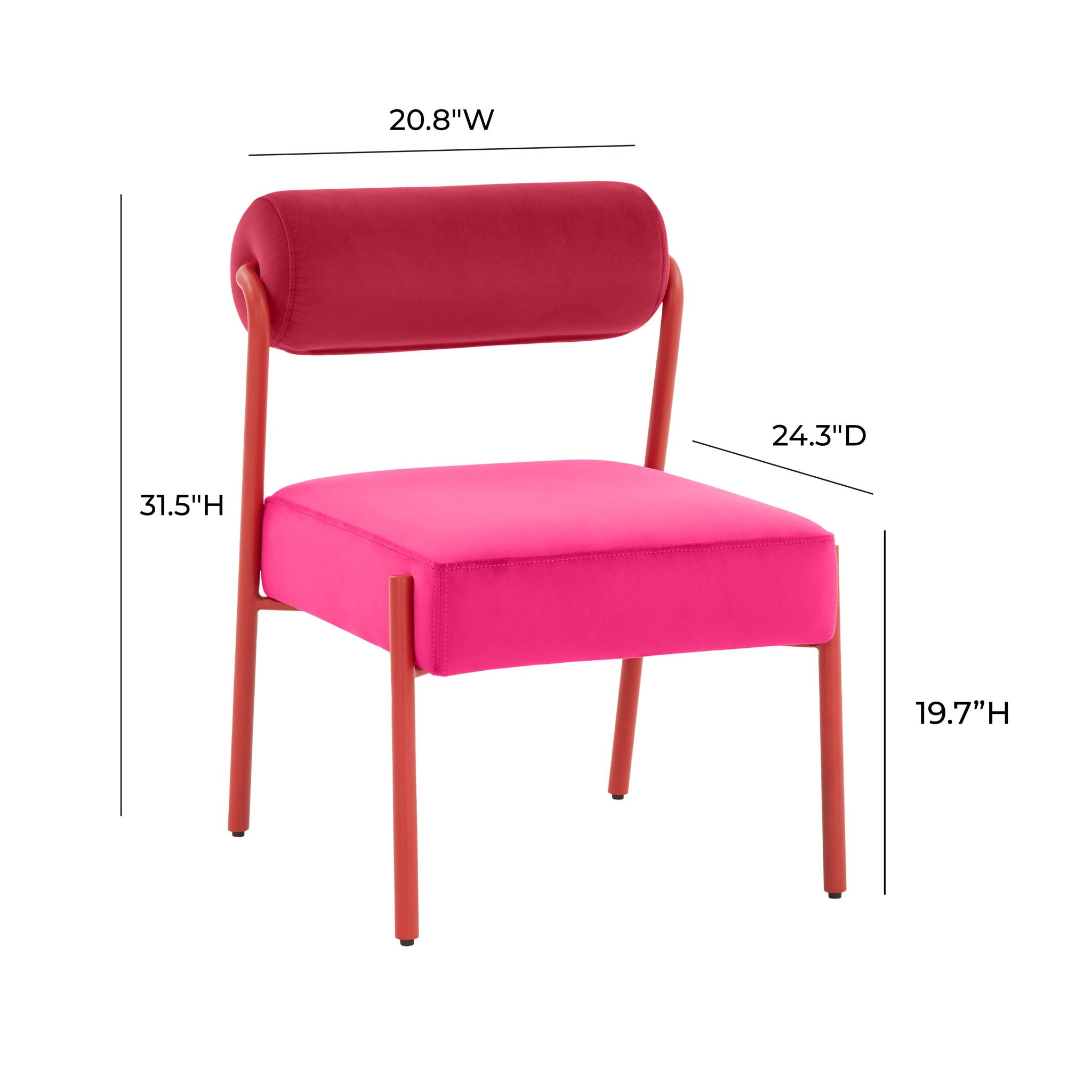 Jolene - Velvet Dining Chair (Set of 2) - Hot Pink