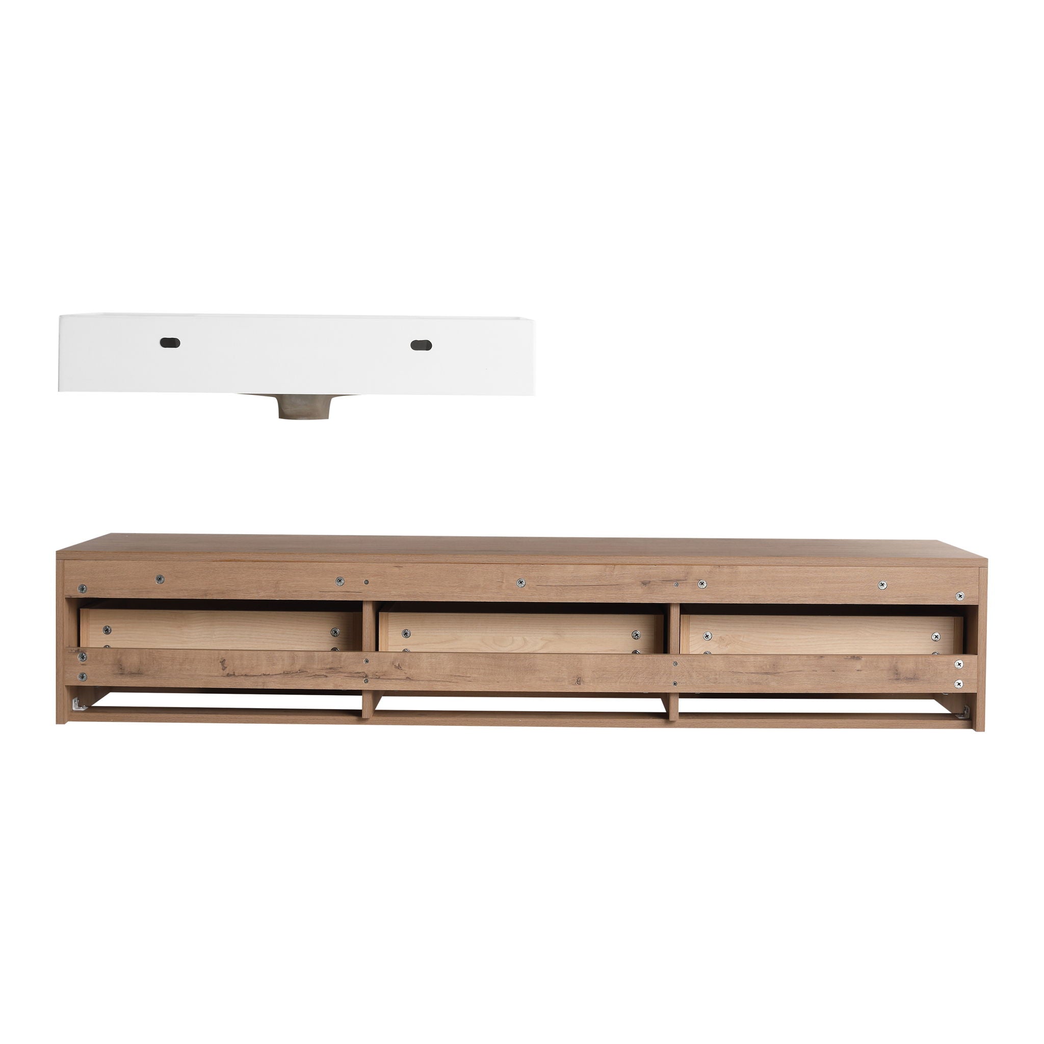 Modern Wall Mounted Bathroom Vanity With Resin Sink, Soft Close Drawer - Imitative Oak