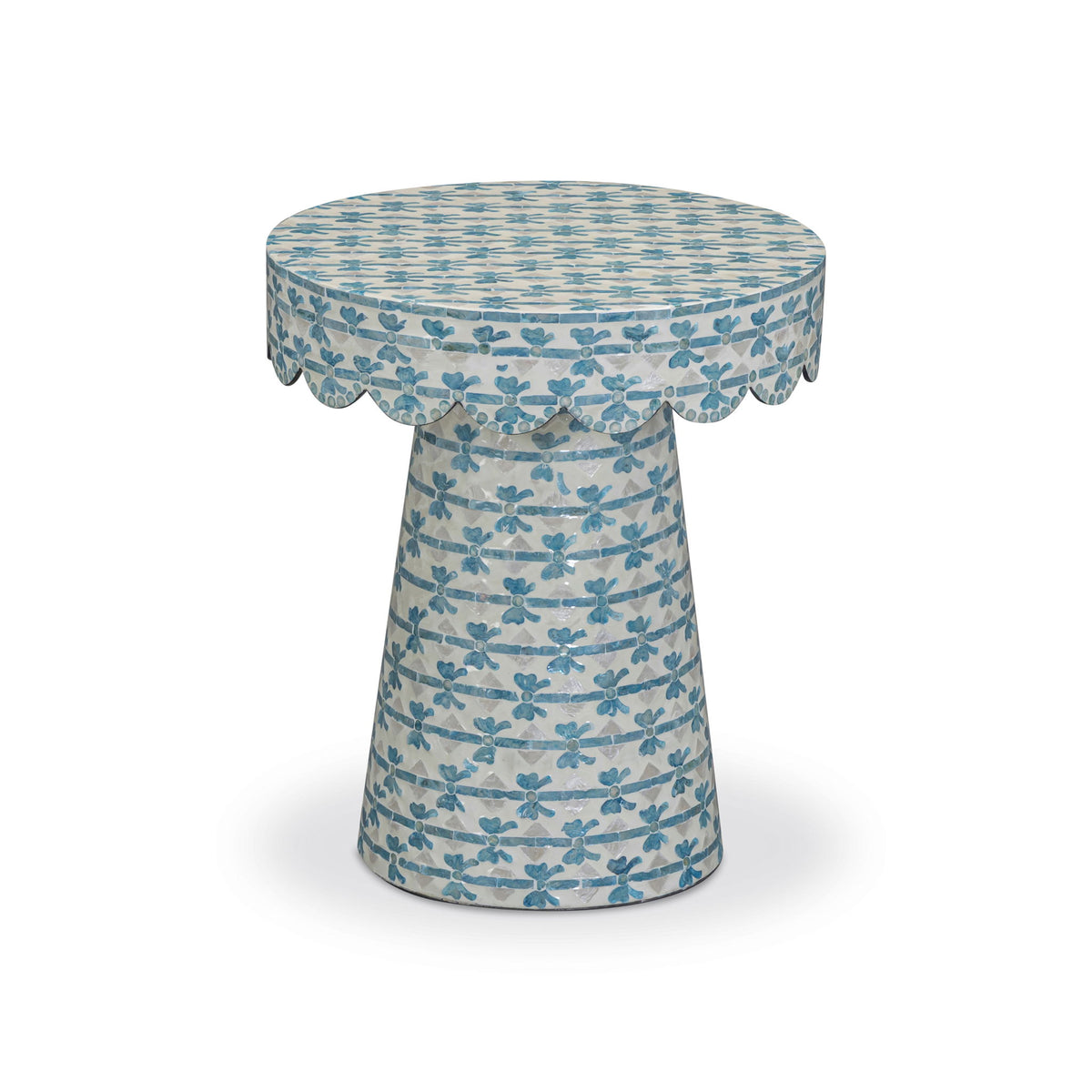 Lady - Capiz Shell Round Side Table - Blue Ribbon