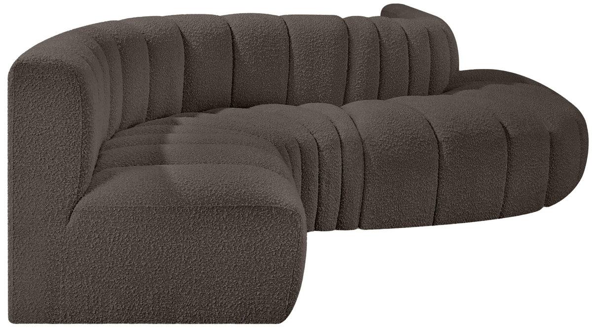 Arc - Boucle Fabric 6 Piece Curved Modular Sofa