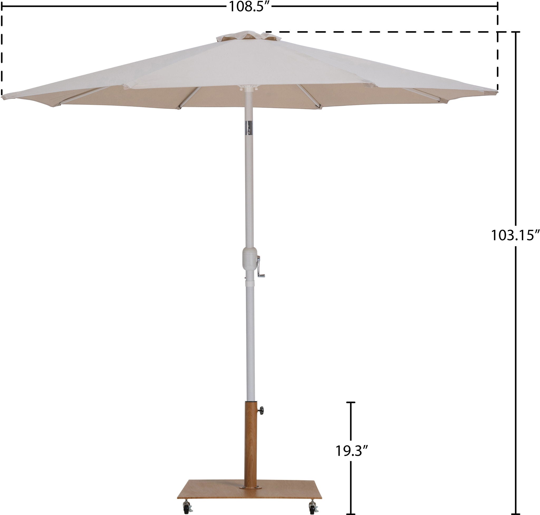 Fiji - Aluminum Patio Umbrella With Square Teak And White Base