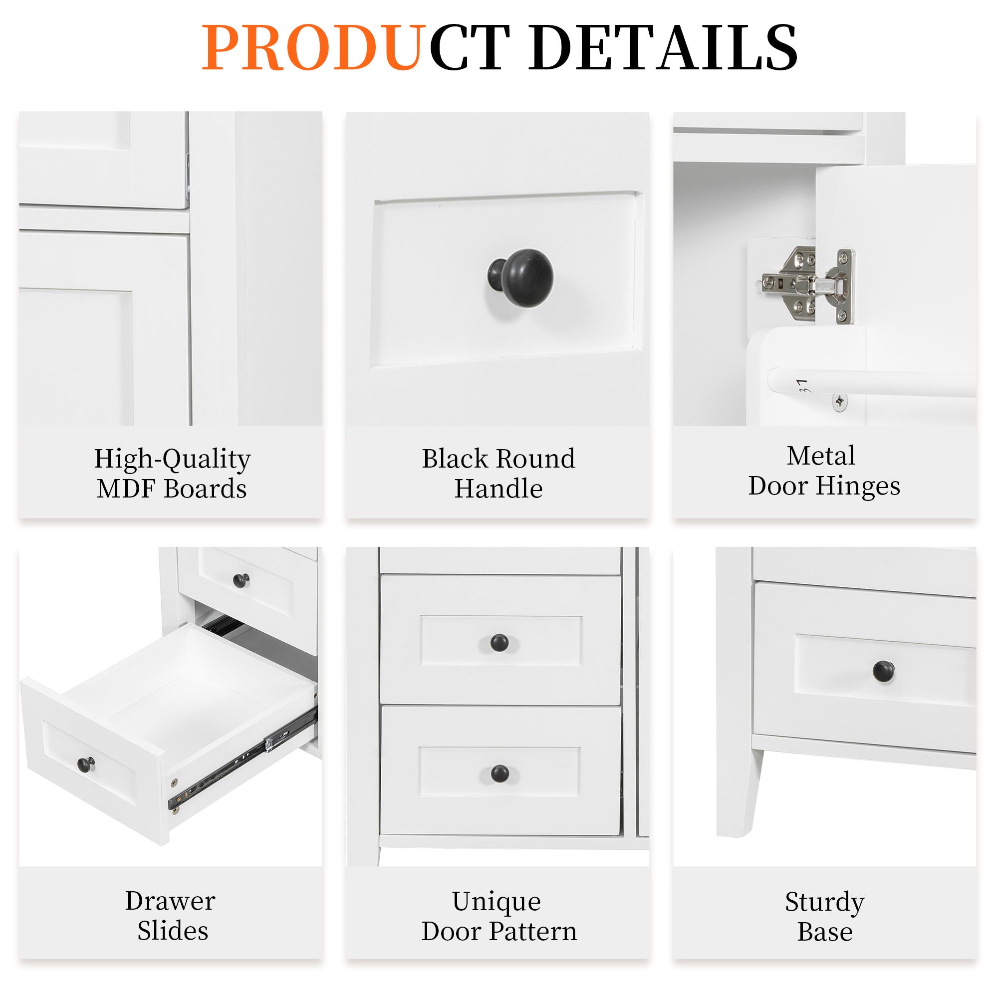 Bathroom Vanity With Sink, 3 Drawers & Cabinet With Adjustable Shelves