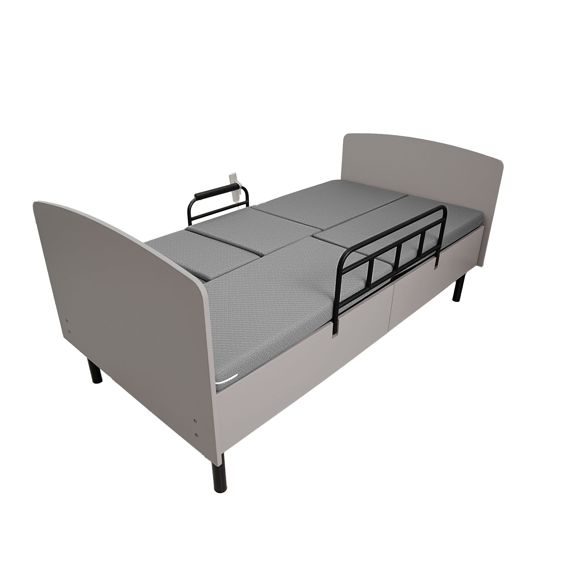 Dual Motor 3 In 1 Electric Nursing Bed Convertible To Wheelchair & Stretcher - Gray
