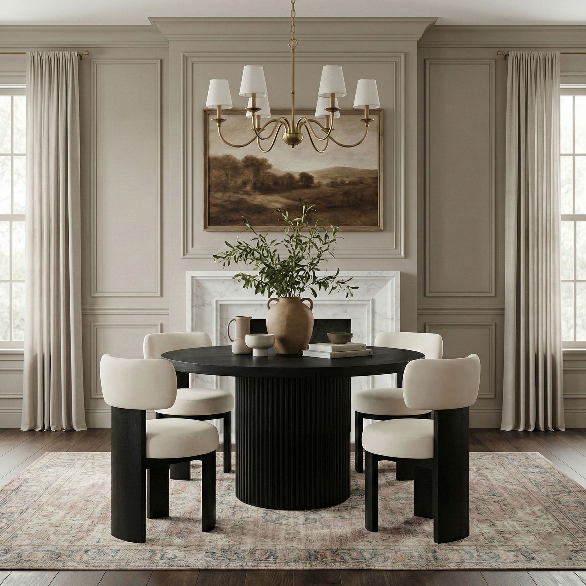 Atelier - Vegan Leather Upholstered Dining Chair (Set of 2) - Taupe / Painted Black