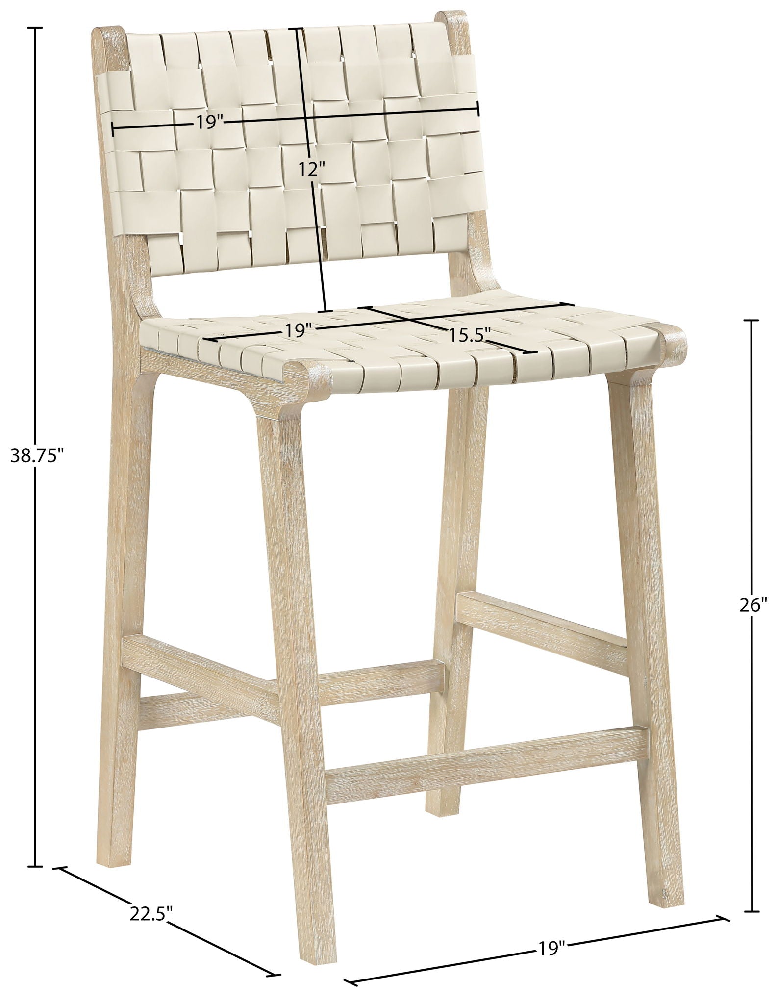 Entwine - Vegan Leather Upholstered Counter Stool - Painted Natural