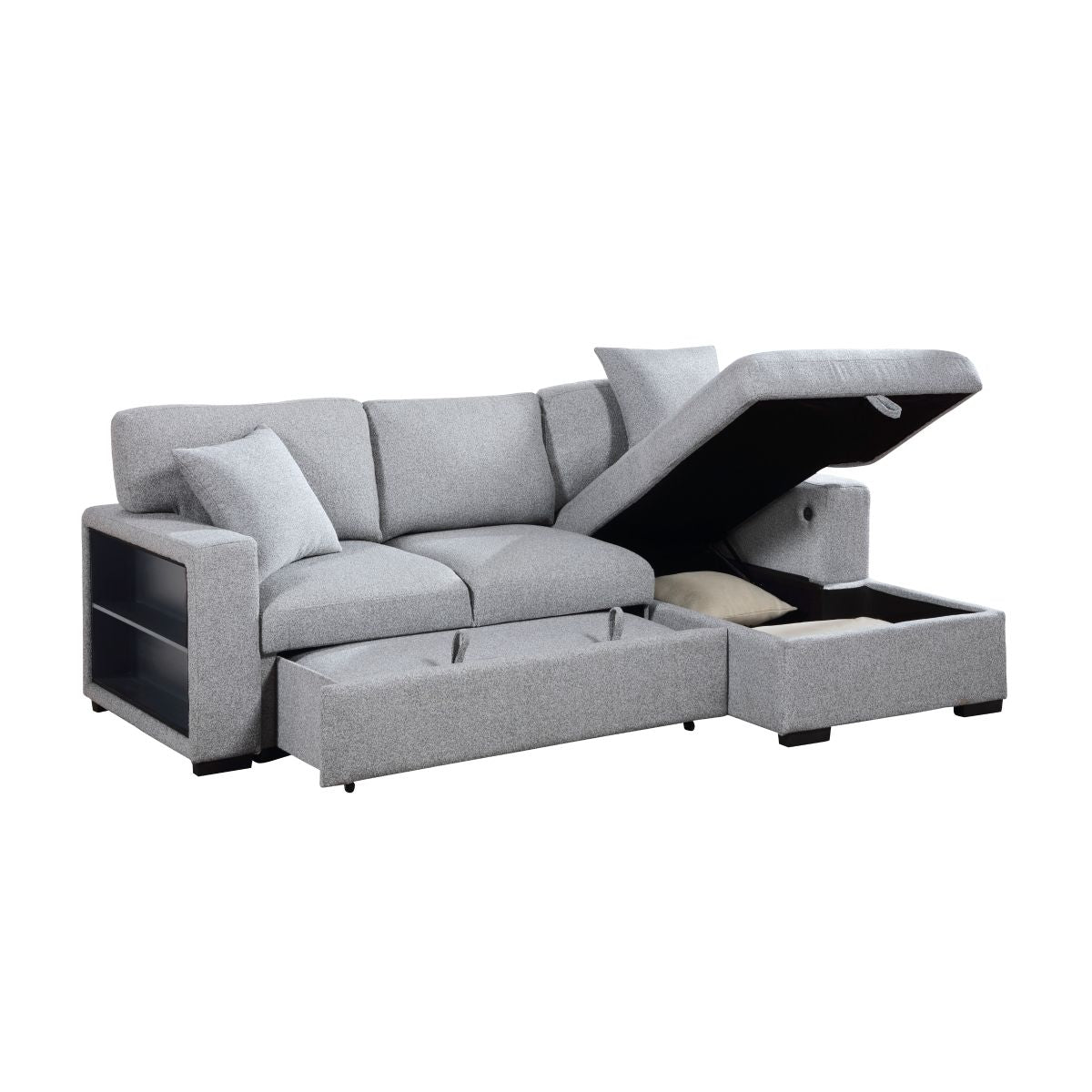 Pompano - Sectional With Chaise, Pull-Out Bed And Hidden Storage, Charging Ports