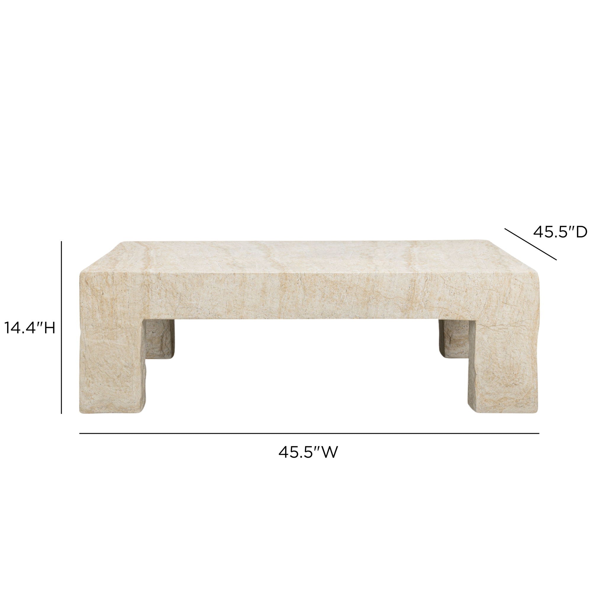 Roxanne - Faux Slab Indoor / Outdoor Large Coffee Table - Travertine