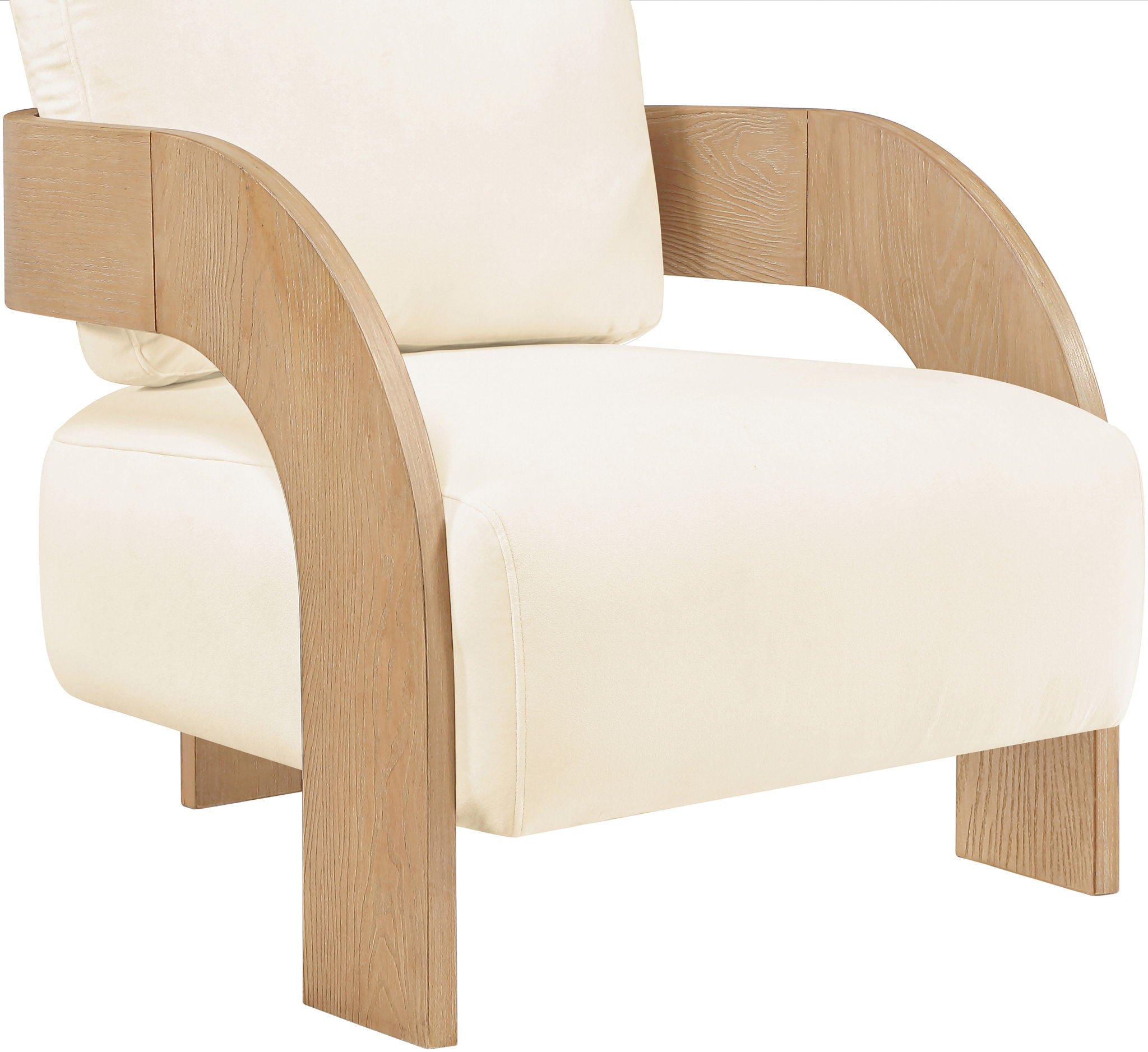 Cedra - Velvet Performance Fabric Upholstered Accent Chair - Natural Frame