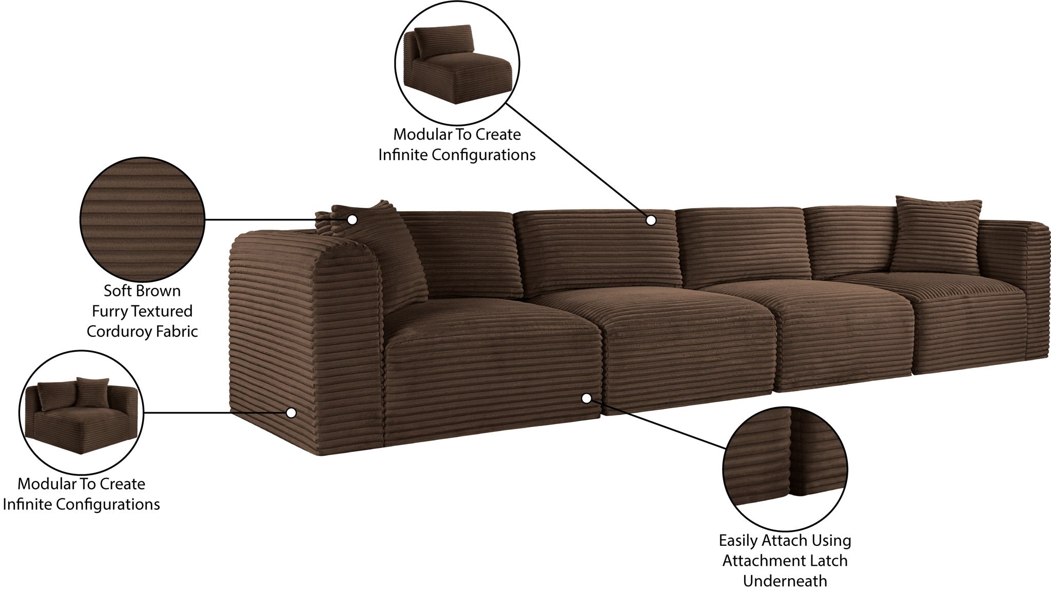 Shaggy - 4 Seat Modular Sofa