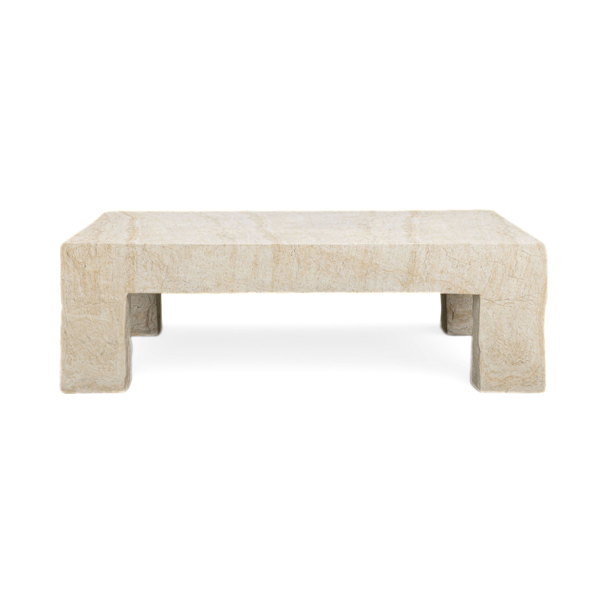 Roxanne - Faux Slab Indoor / Outdoor Large Coffee Table - Travertine