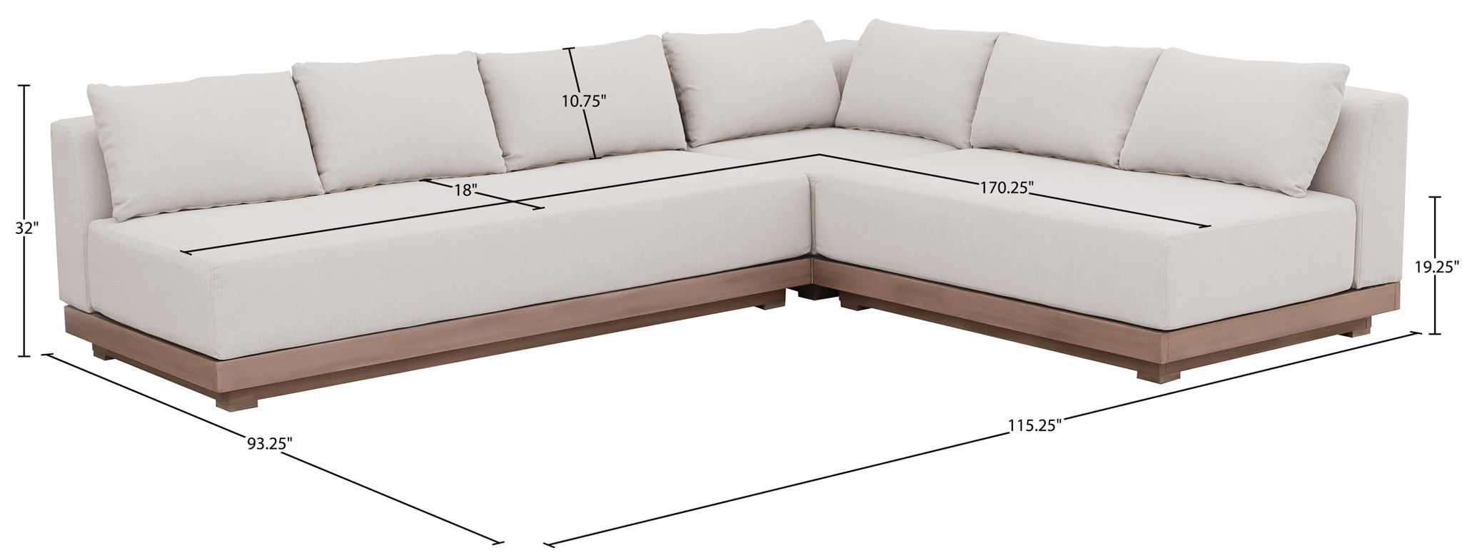 Solace - Olefin Performance Fabric 3 Piece Outdoor Patio Modular Sectional (Sofa, Loveseat & Corner Chair)