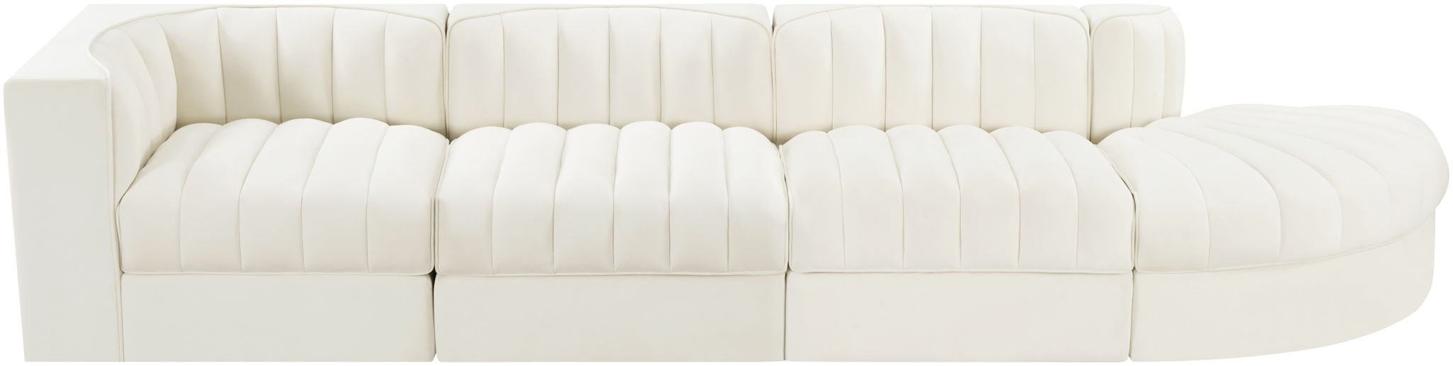 Rummi - Velvet Performance Fabric Upholstered 4 Piece Modular Sectional With Reverse Corner Chair