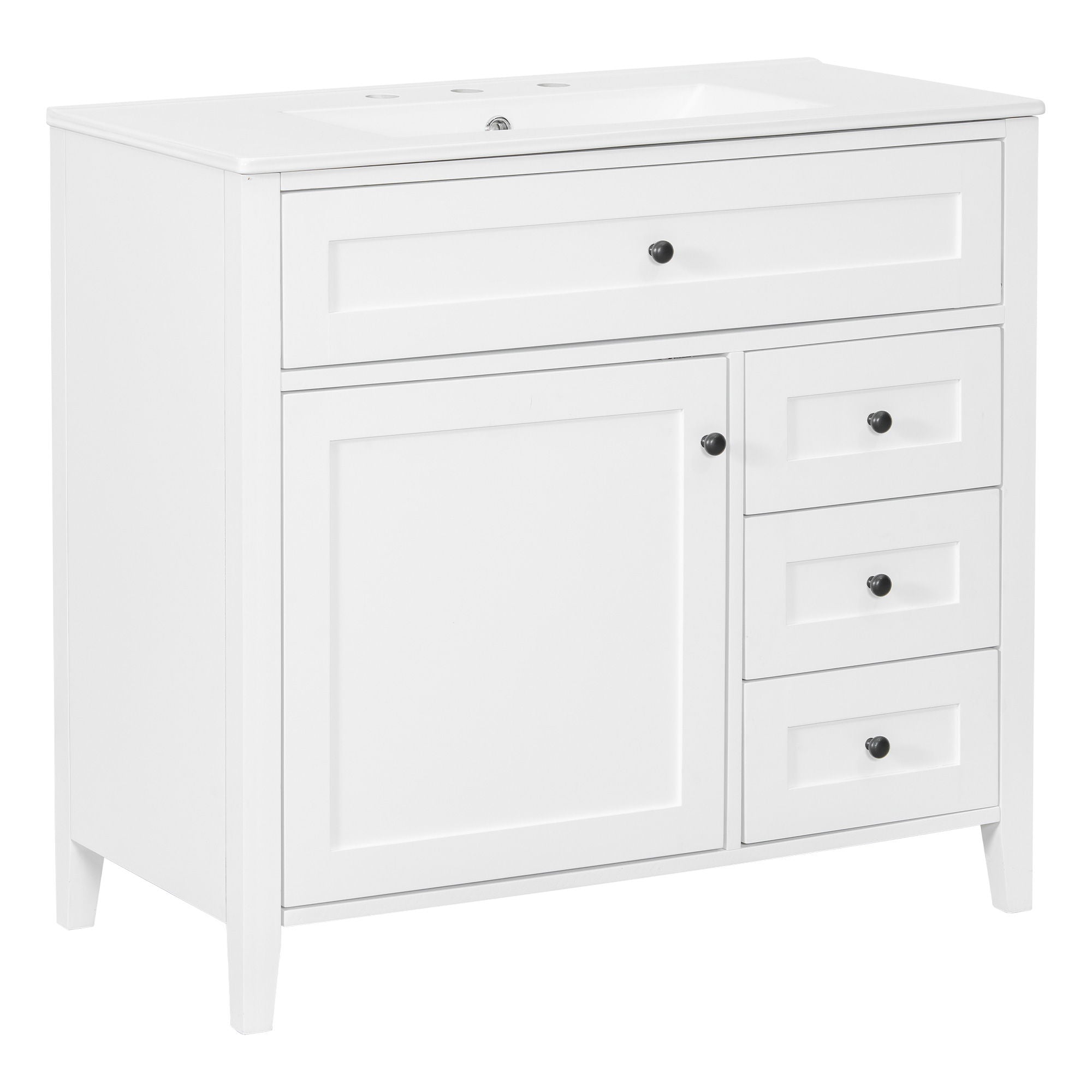 Bathroom Vanity With Sink, Cabinet With 3 Drawers And Adjustable Shelf