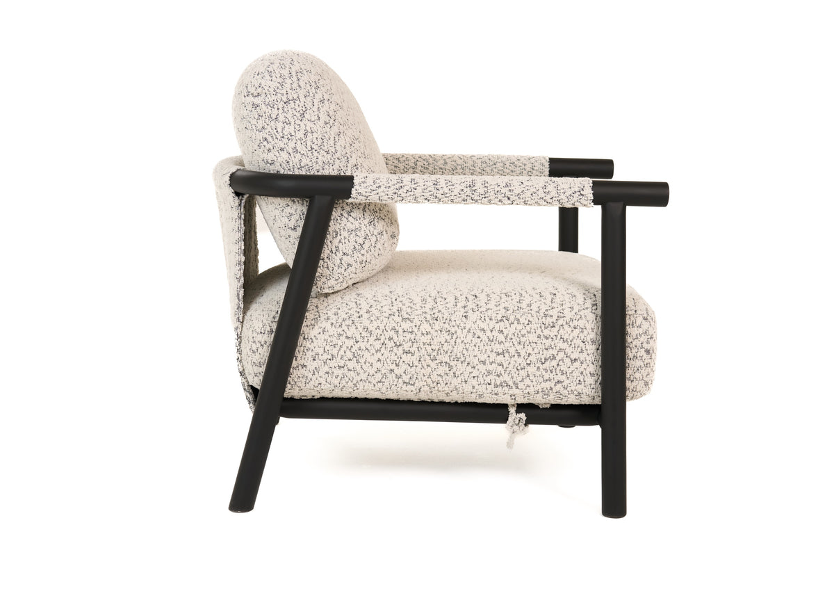 Balko - Modern Grey Fabric + Black Accent Chair