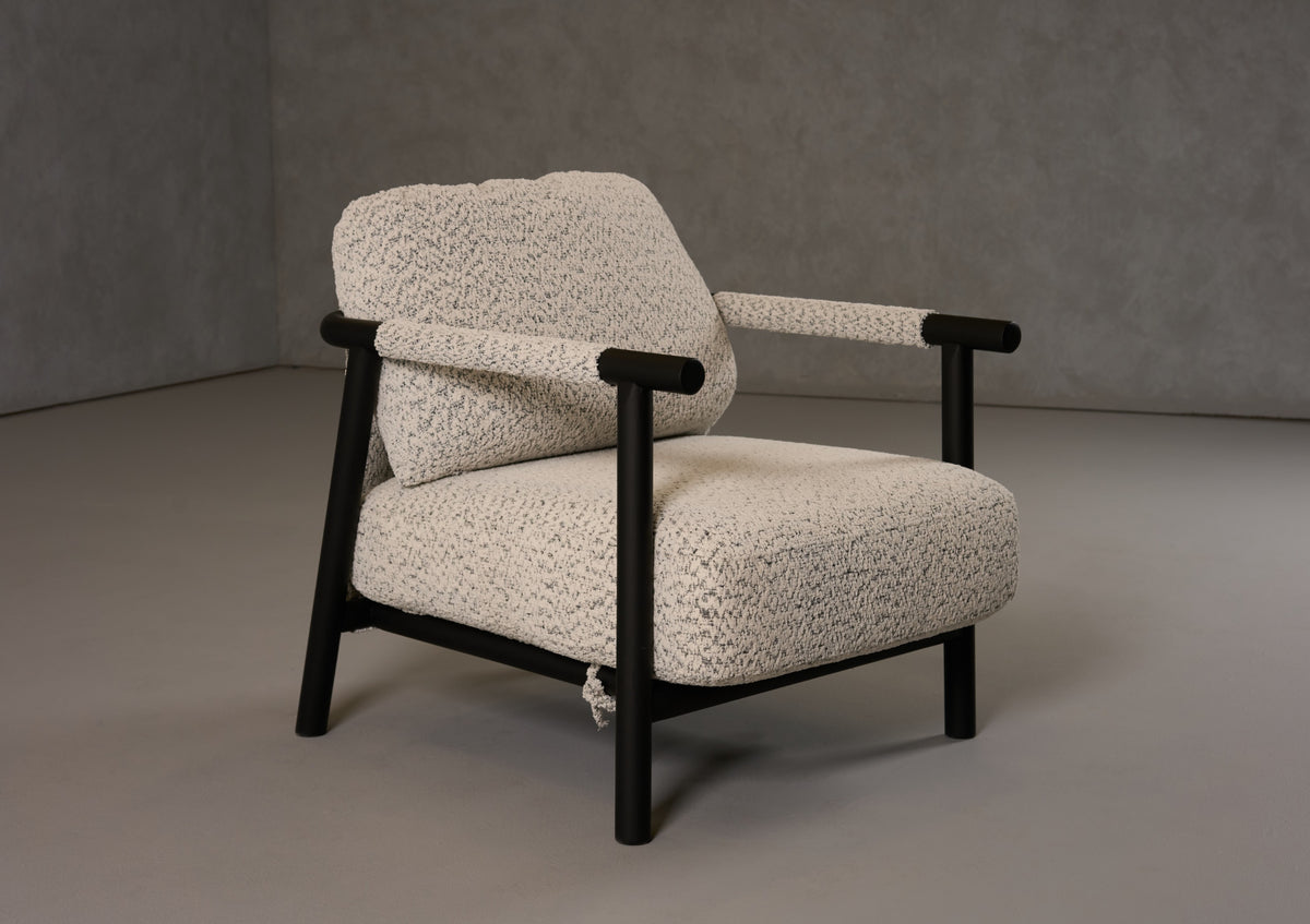 Balko - Modern Grey Fabric + Black Accent Chair