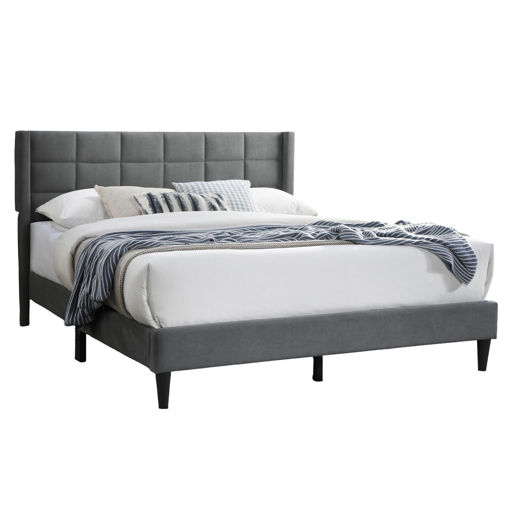 Full Size Bed Upholstered Box Headboard - Gray