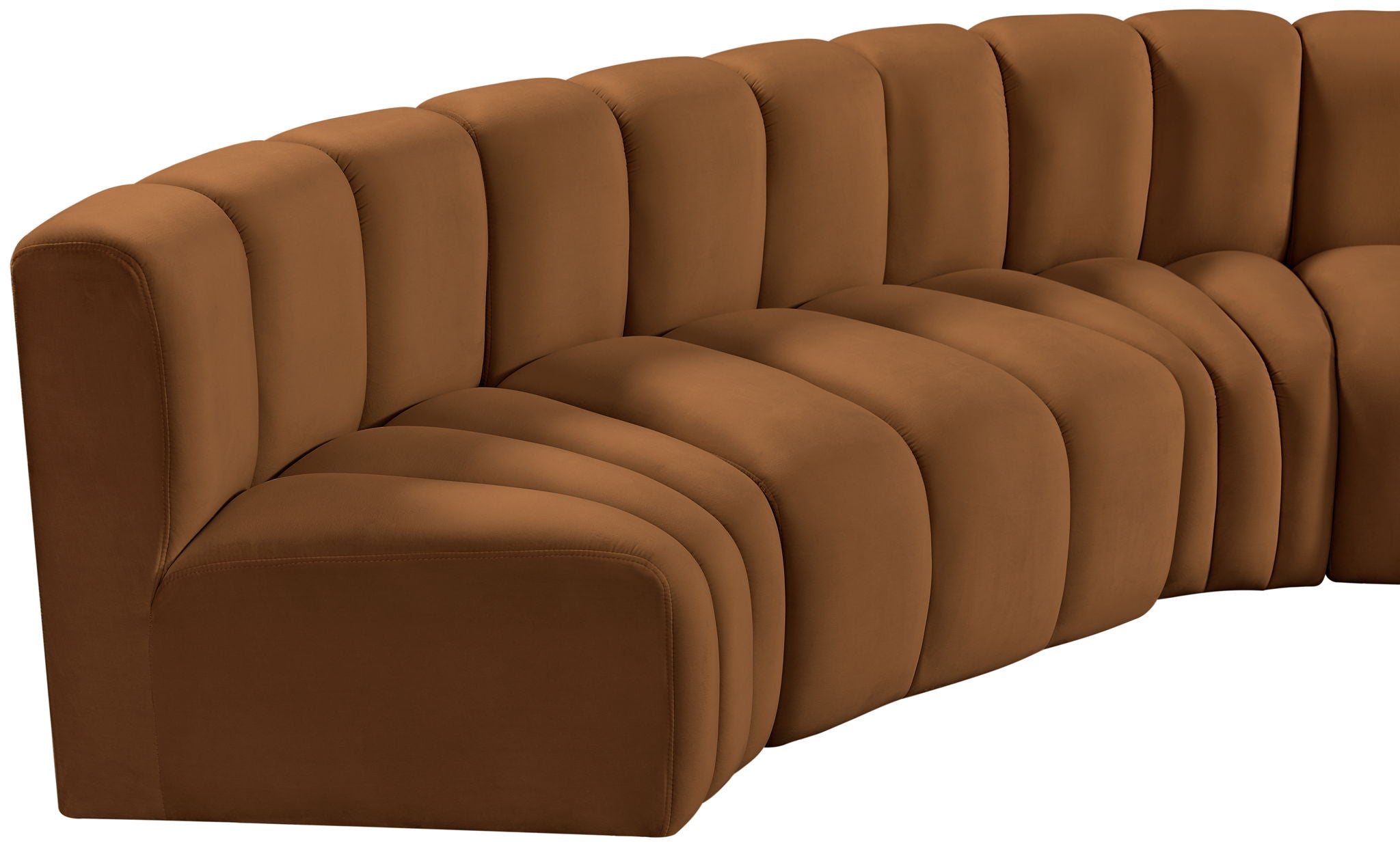 Arc - Velvet 5 Piece U-Shaped Modular Sofa - Saddle