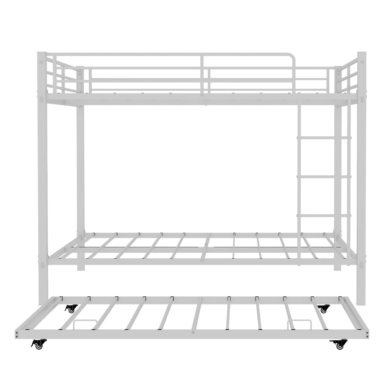 Bunk Bed For Kids, Convertible Frame With Ladders & Guardrail