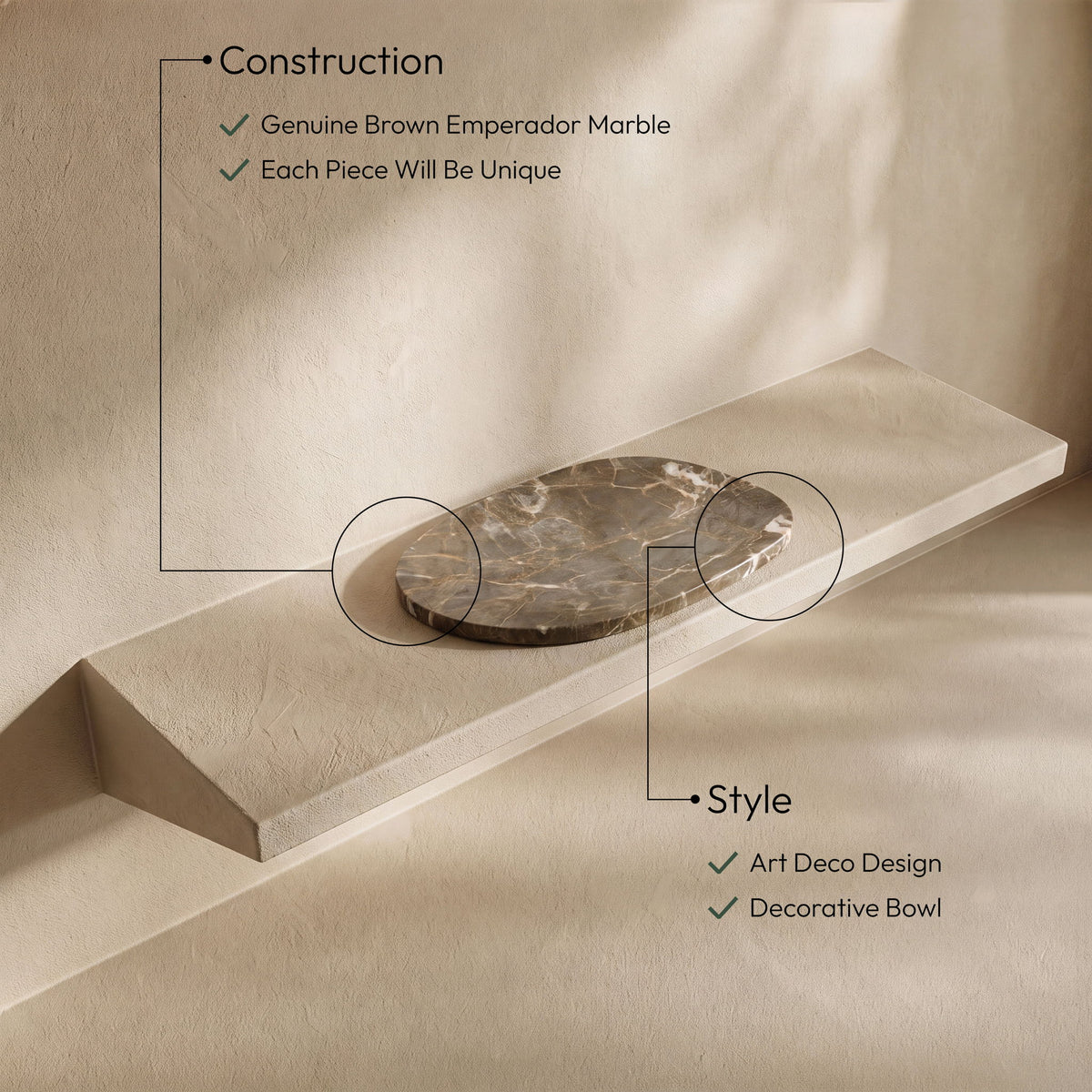 Livia - Genuine Marble Decorative Tray