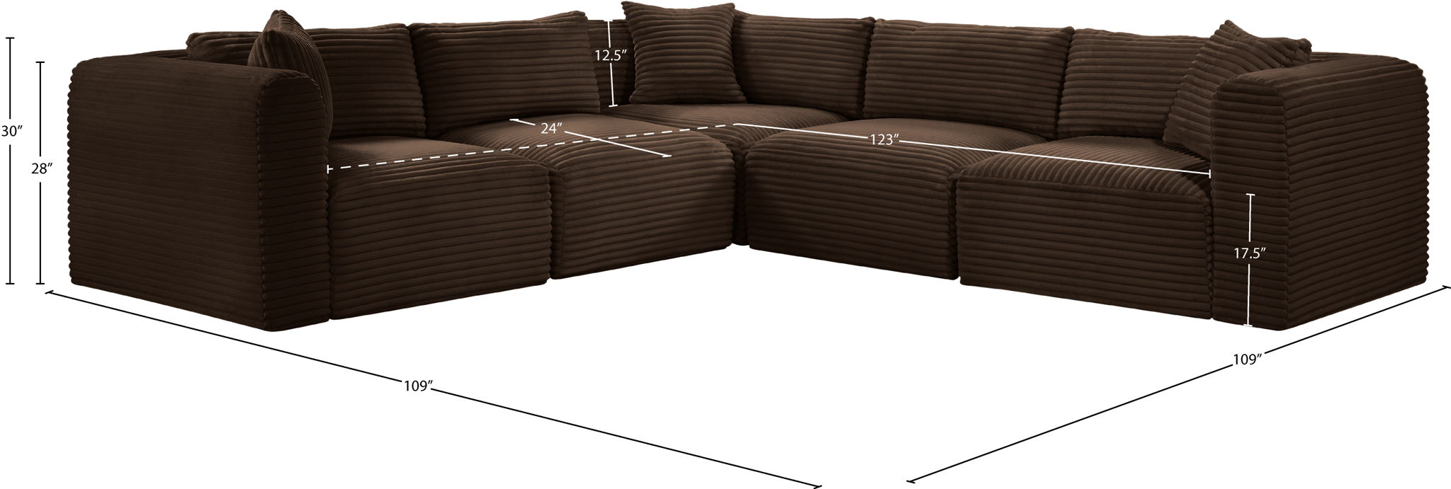 Shaggy - 5 Piece Modular Corner Sectional