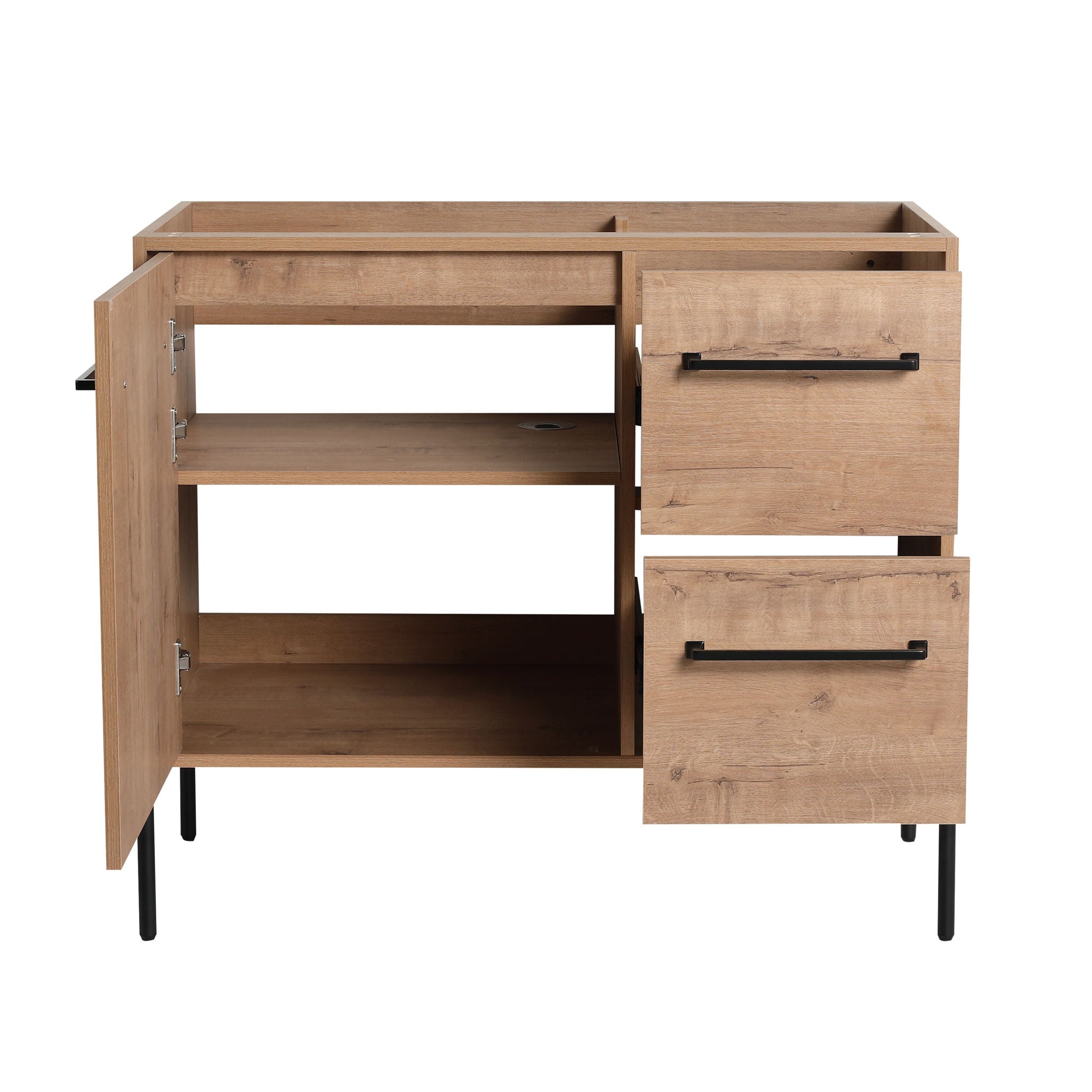 35" Freestanding Bathroom Vanity With Soft Close Doors And 2 Drawers (Vanity Only) - Imitative Oak