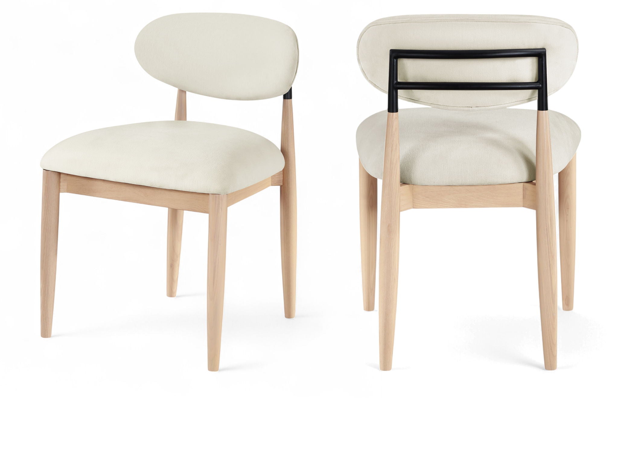 Riccio - Performance Fabric Upholstered Dining Side Chair (Set of 2) With Light Brown Legs - Cream