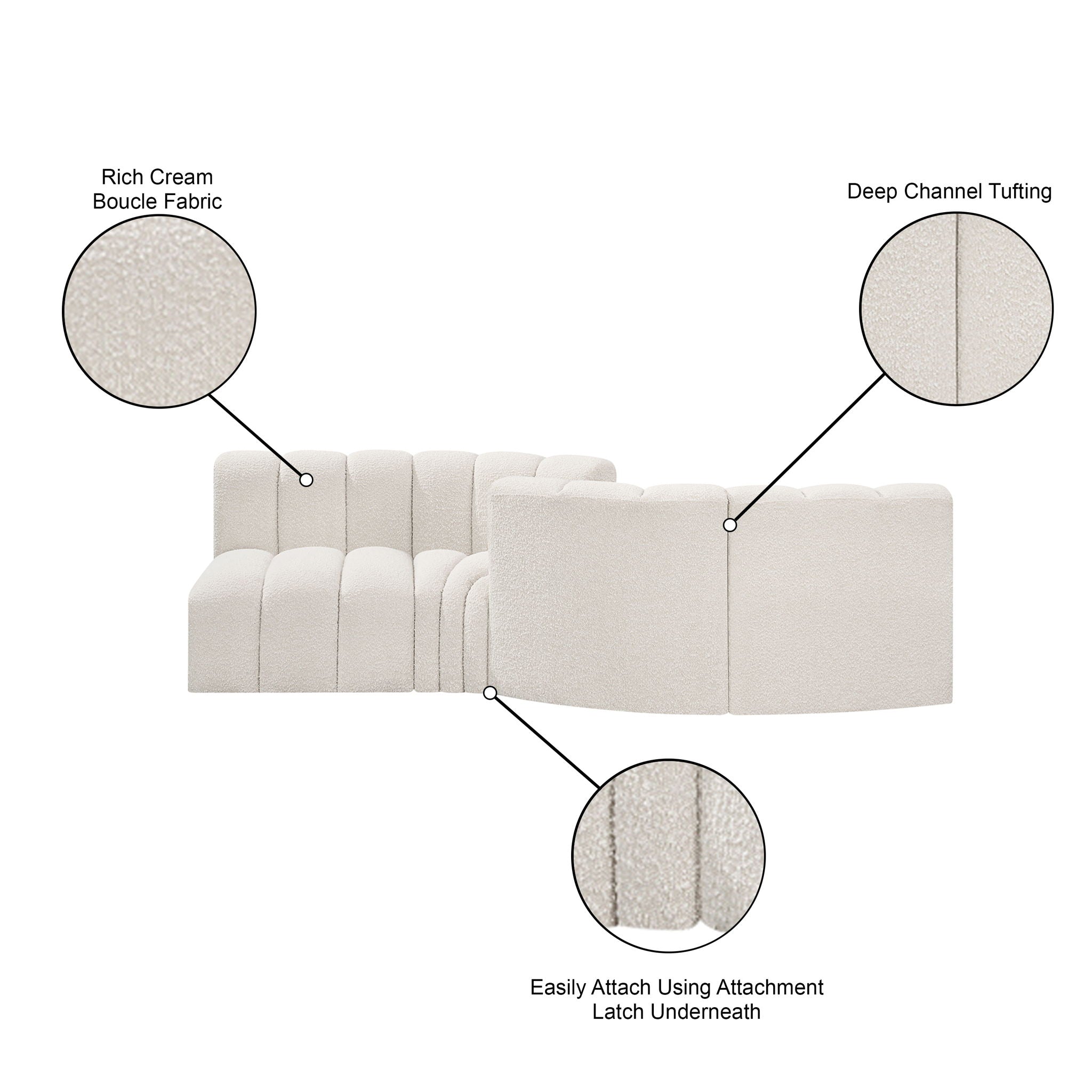 Arc - Boucle Fabric 4 Piece Sofa