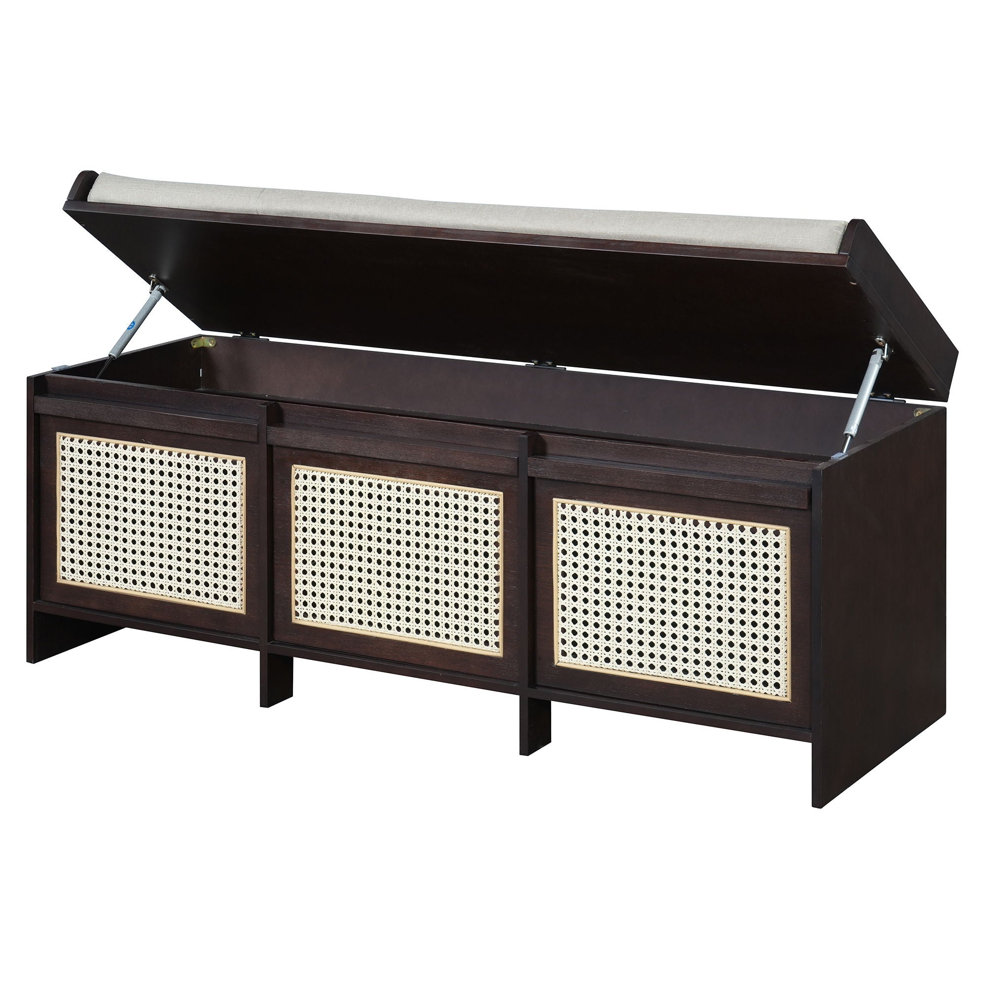 Entryway Shoe Bench With Drawers & Button Tufted Cushion
