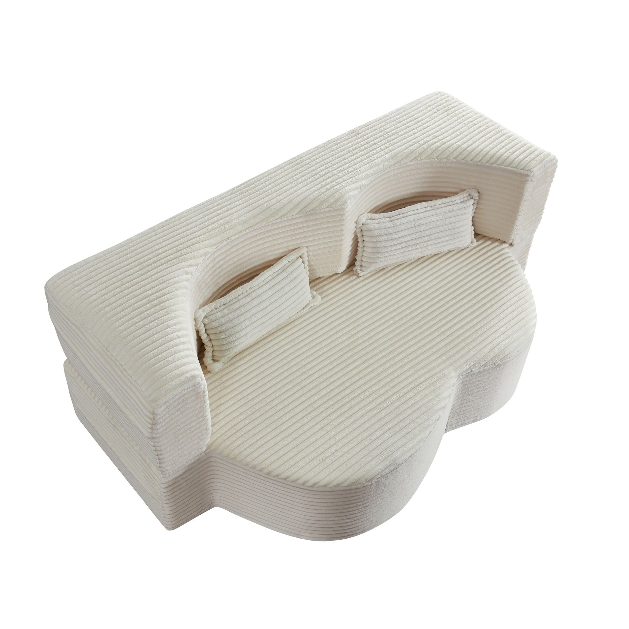 Floor Convertible Sleeper Sofa Bed With 2 Pillows