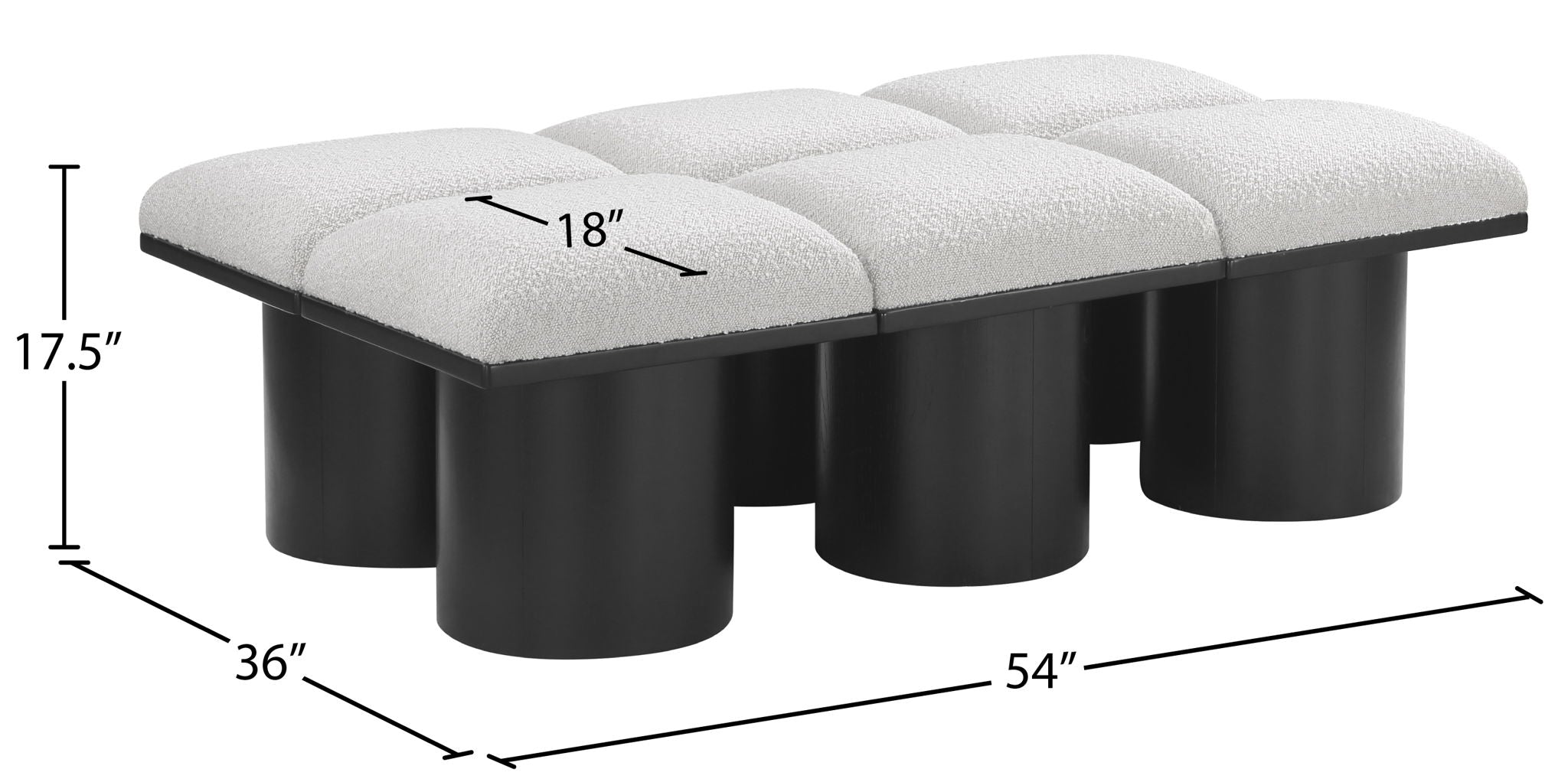 Pavilion - 6 Piece Modular Bench With Black Base