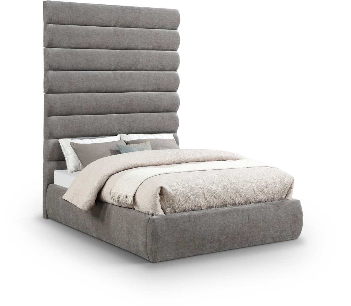 Adam - Chenille Fabric Bed With 89" Headboard