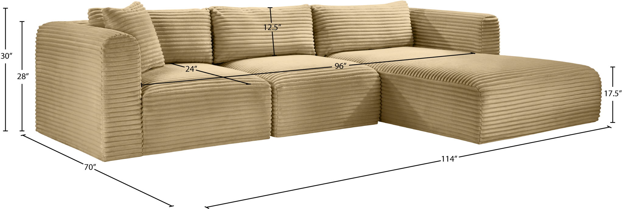 Shaggy - 3 Piece Modular Sectional