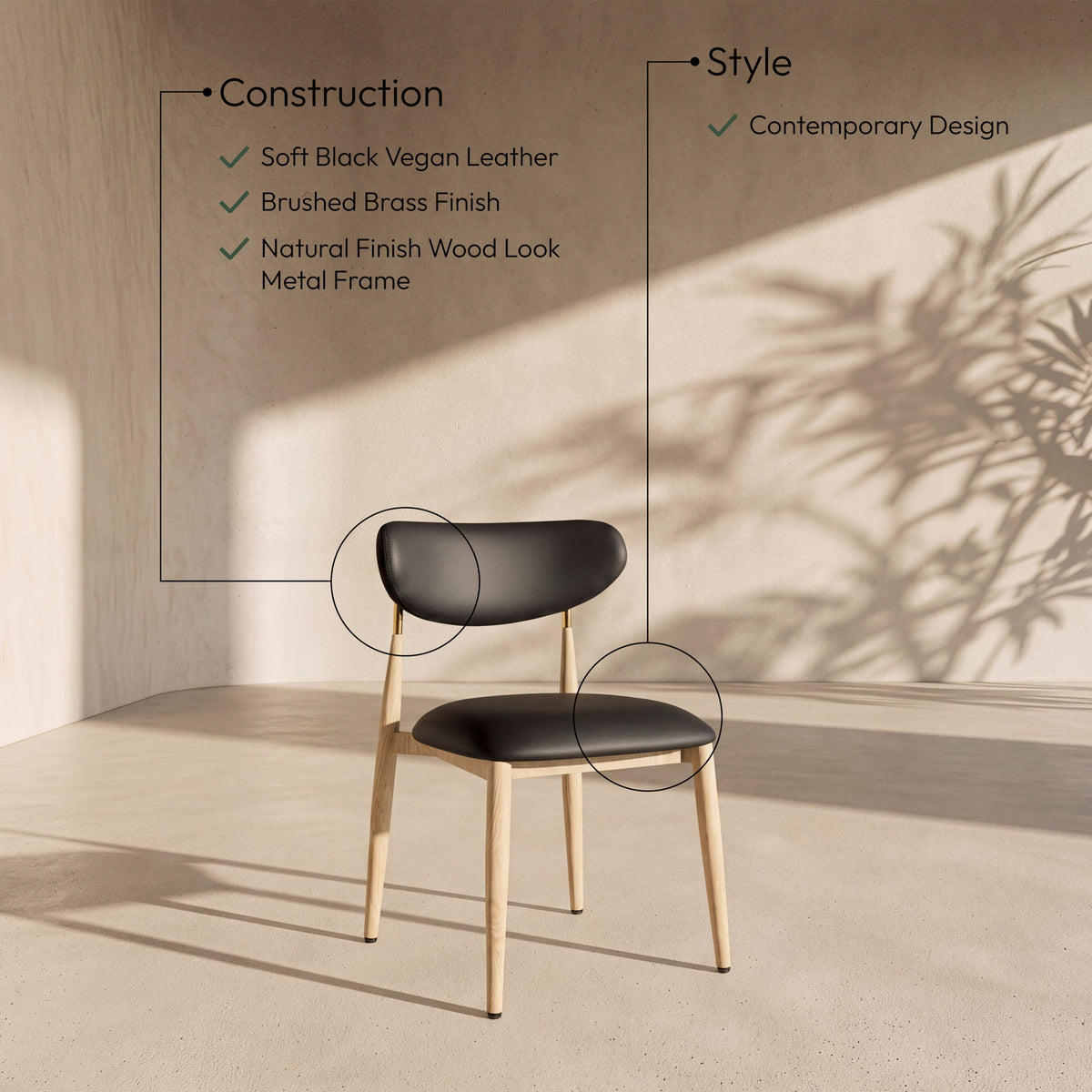 Ronda - Vegan Leather Upholstered Dining Side Chair - Natural Legs