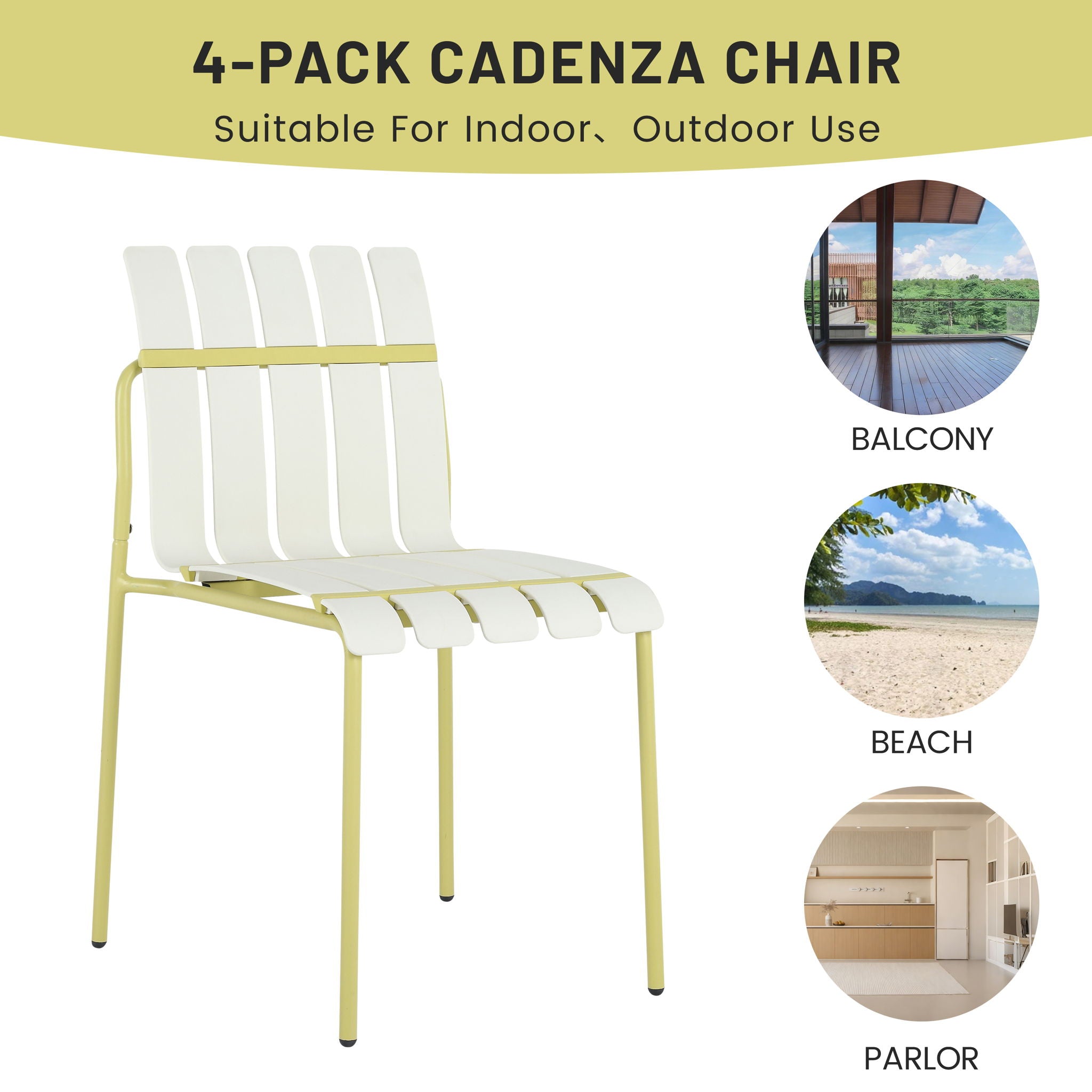 4 Piece Set Of Modern Color Block Designed Single Chairs